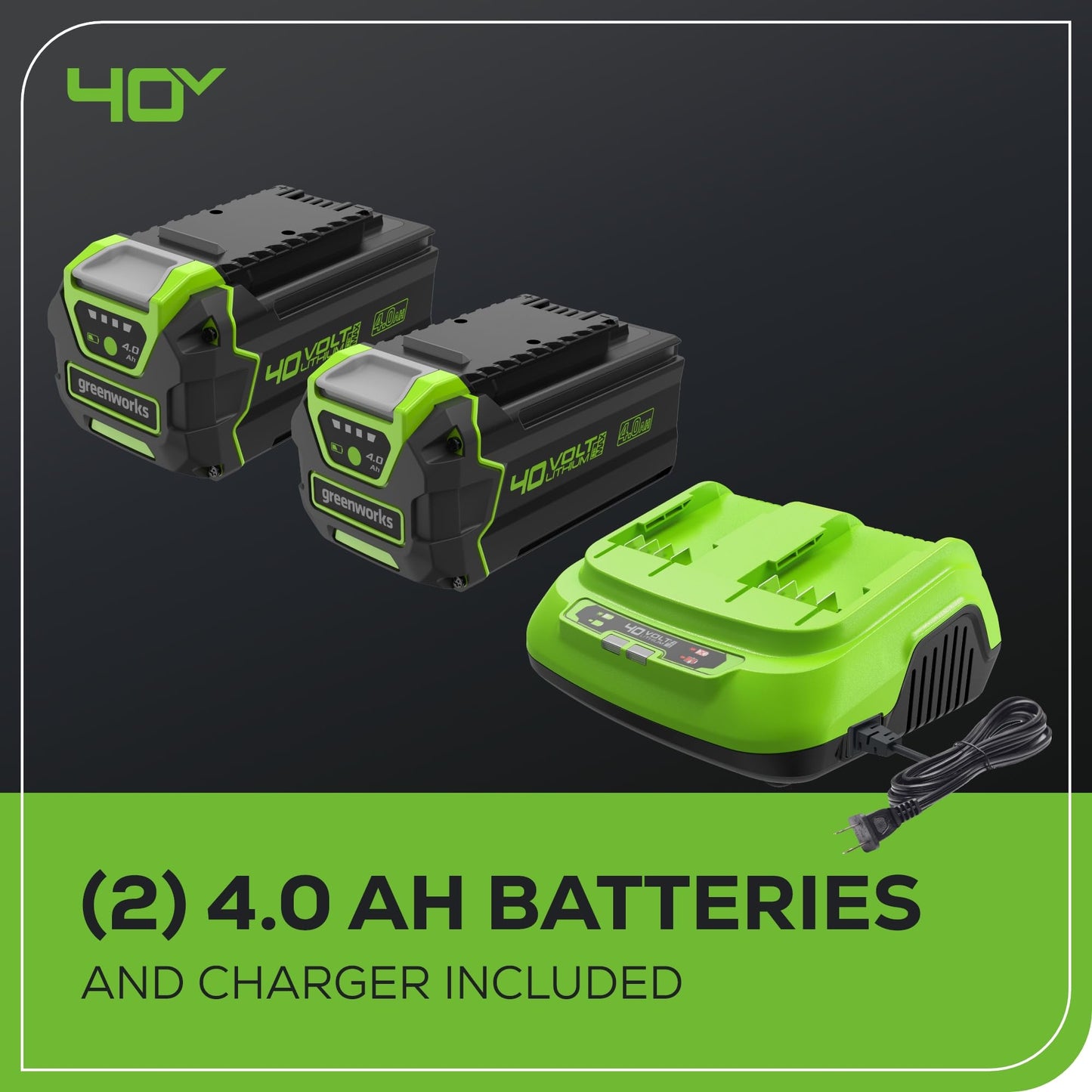 Greenworks 40V 25" Brushless Cordless (Self-Propelled) Lawn Mower (75+ Compatible Tools), (2) 4.0Ah Batteries and Dual Port Rapid Charger Included