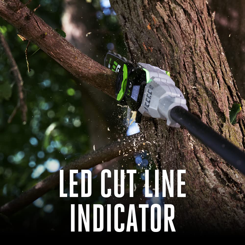 EGO Power+ Pole Saw for Tree Trimming, Cordless Electric Pole Saw with Telescopic LED Cut Line Indicator, Includes 56V 2.5Ah Battery and Charger - PS1001