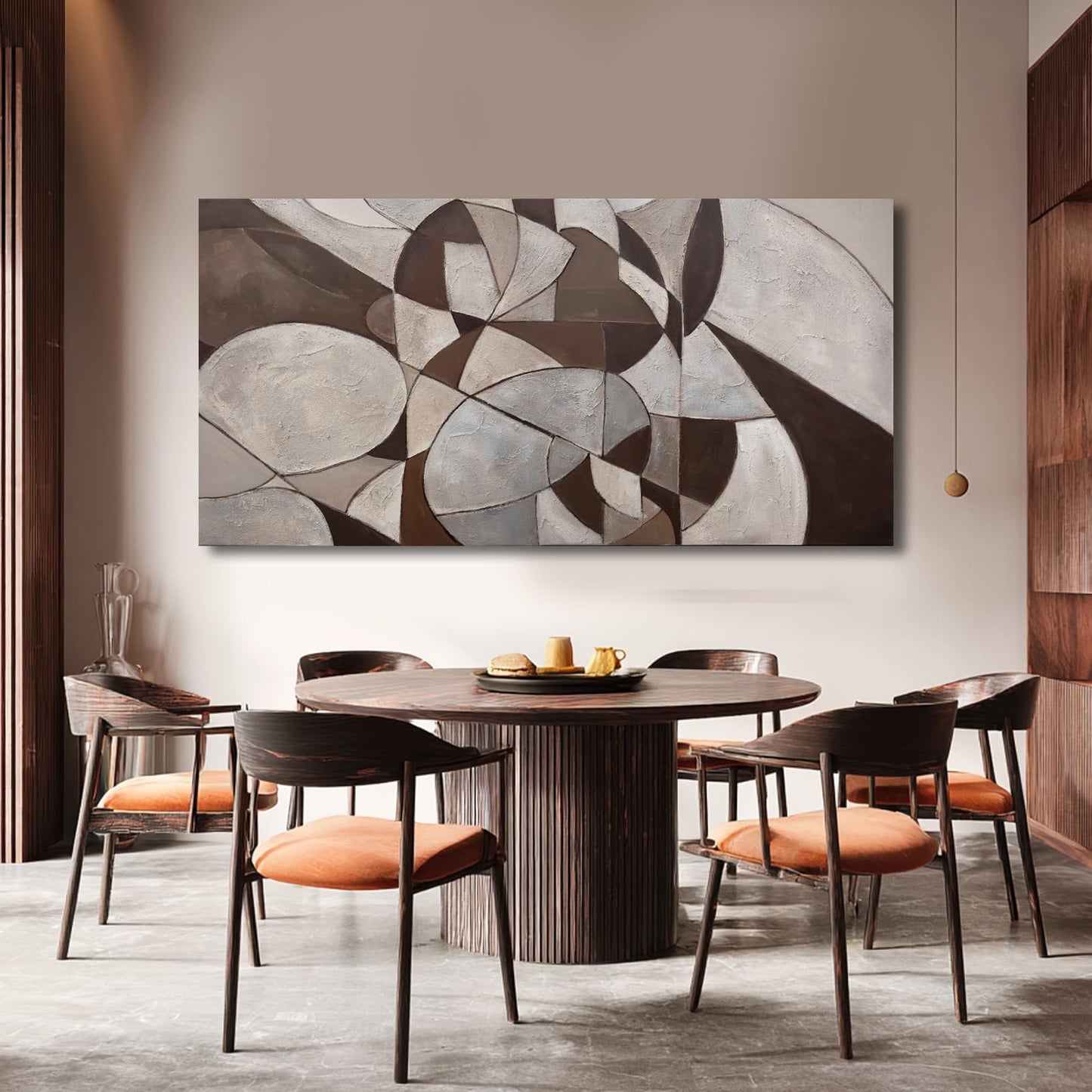 WINKAILIN Abstract Wall Art Grey and Brown Canvas Wall Decor Minimalist Geometric Print Beige Pictures Posters Home Decor For Living room bedroom kitchen 29x58 inch