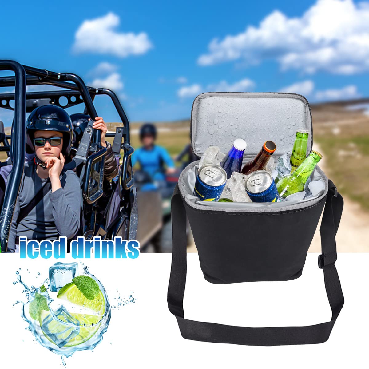 FIASRAC for Defender Center Underseat Storage Bin+Portable Ice Chest Cooler, Compatible with Can Am Defender/Defender Max 2016-2026 Replace OEM #715003446