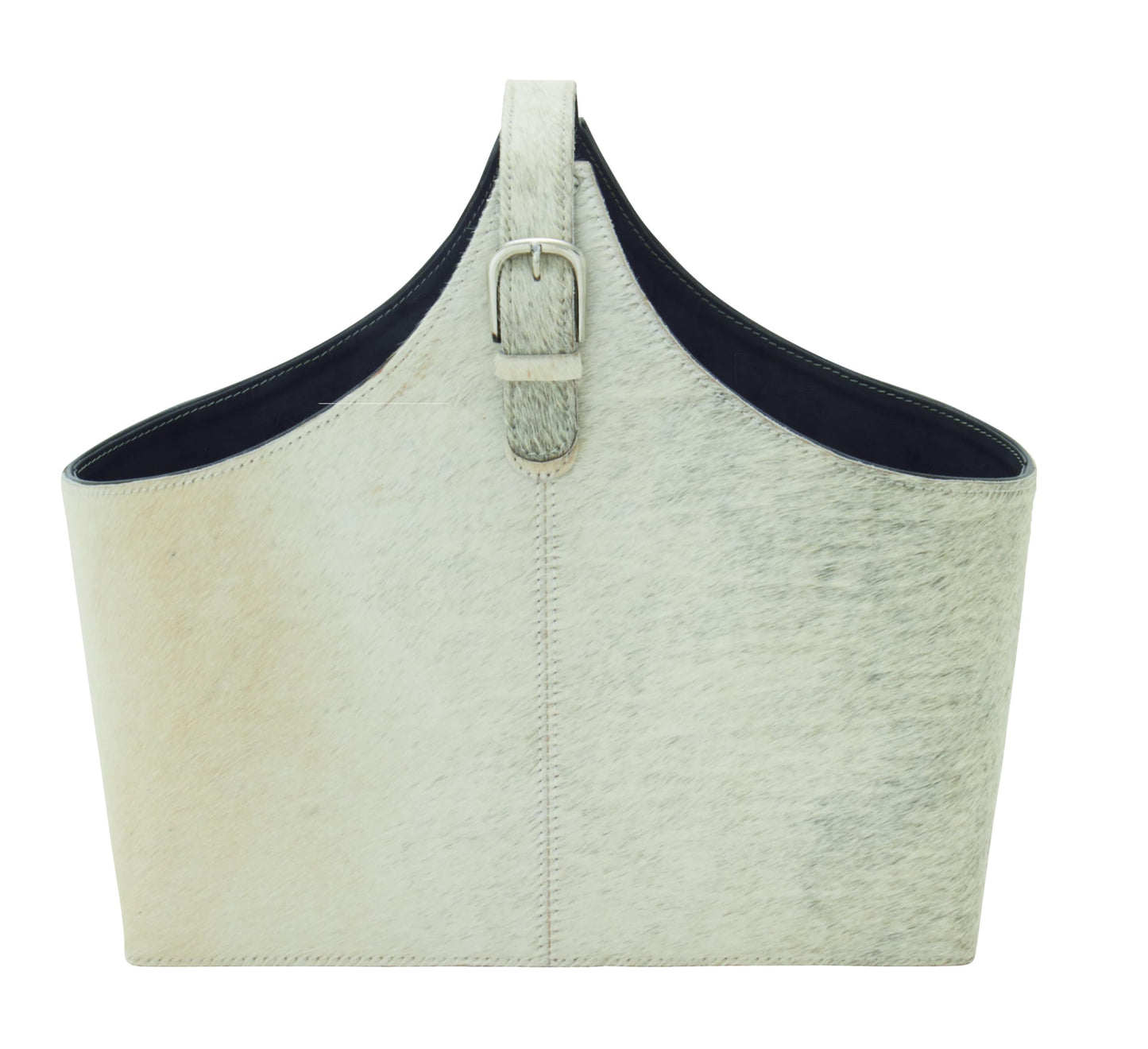 Deco 79 Leather Handmade Box Style Single Slot Magazine Holder with Detail Stitching and Curved Handles, 17" x 5" x 15", Gray