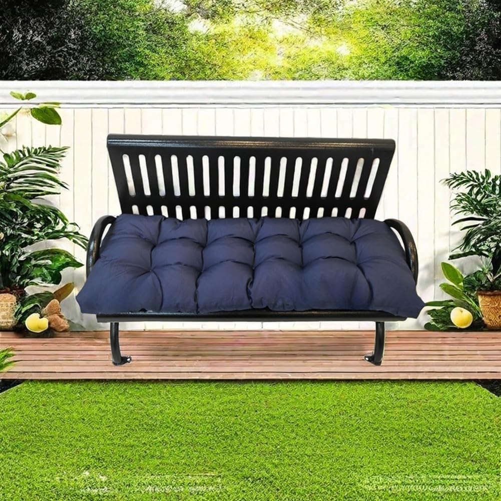 Gfgift Indoor/Outdoor Bench Cushion Cotton Garden Furniture Loveseat Cushion, Patio Wicker Seat Cushions for Lounger Garden Furniture Patio Lounger Bench (Navy Blue, 47.2 * 19.6in)
