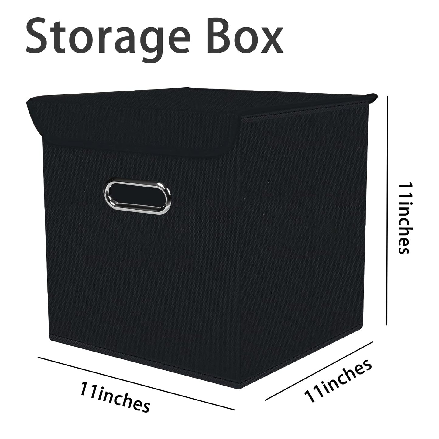 DABEACT Fabric Storage Cube Bins with Lids Closet Organizers collapsible storage bins basket with Handles for Home,Storage Boxes for Organizing,1 Pack,(Black)