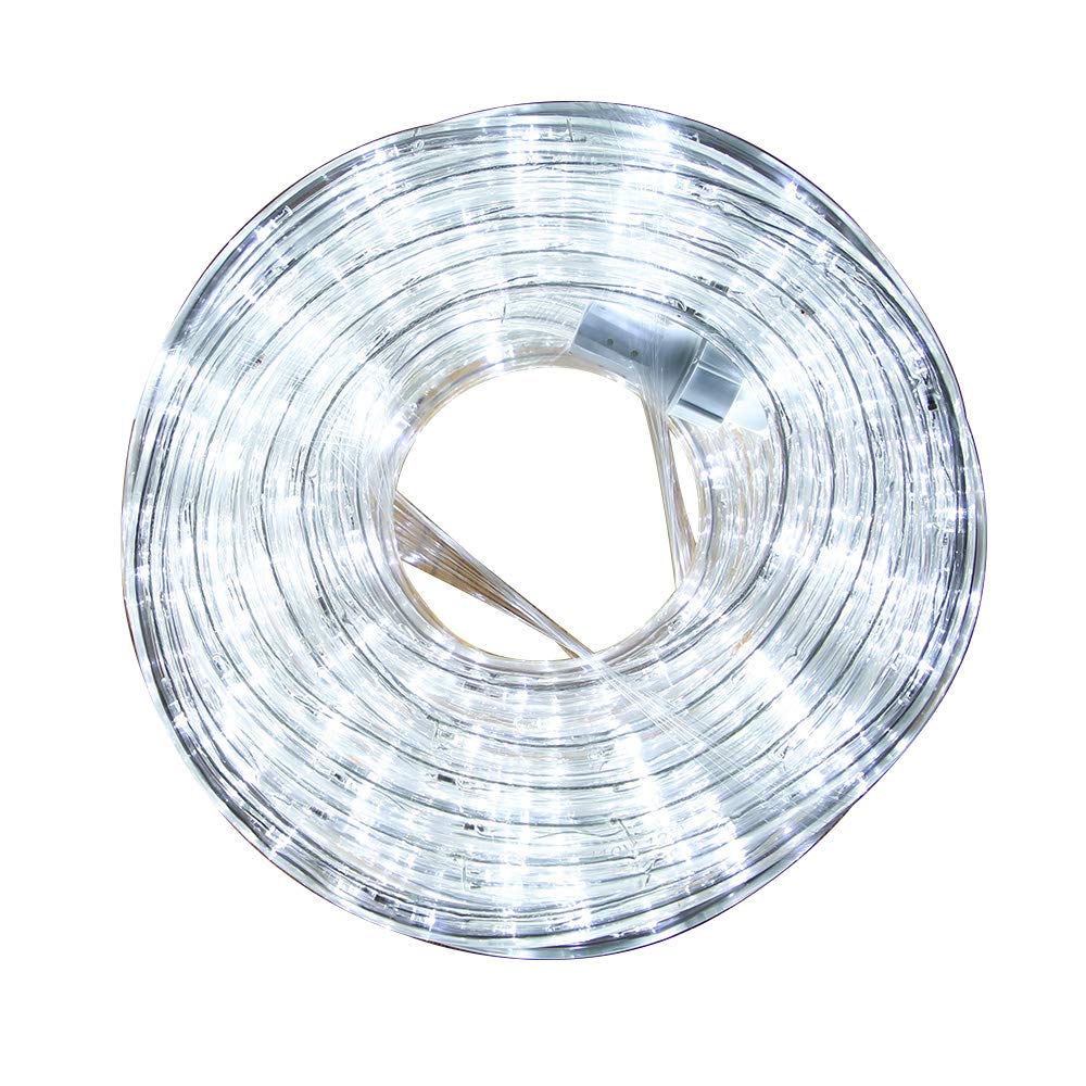 33ft LED Rope Lights, 110V 2 Wire Connectable Christmas Rope Lights Outdoor,240 LED Waterproof Indoor Outdoor White Rope Lights for Outside, Deck, Patio, Pool, Landscape Lighting (Daylight White)