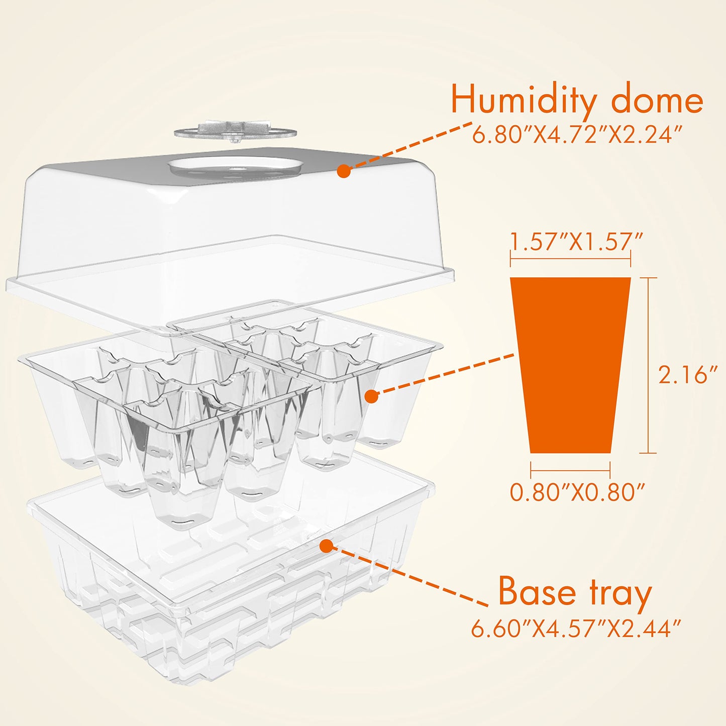 Gardzen 10 Pack Seed Starting Tray, Plant Germination Trays, Seed Starter Kit with Adjustable Humidity Vented Dome and Clear Base, Plant Growing Kit 6.6" x 4.5", Total 120-Cell, Clear