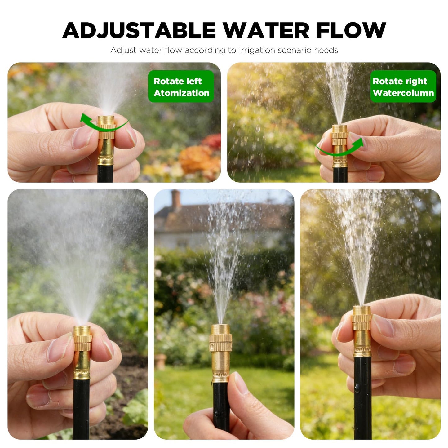DEMORA 66FT Automatic Drip Irrigation Kit, Bendable Watering Hose with Multi Sprinkler Heads, Misting System for Garden Yard Outdoor Plants Greenhouse