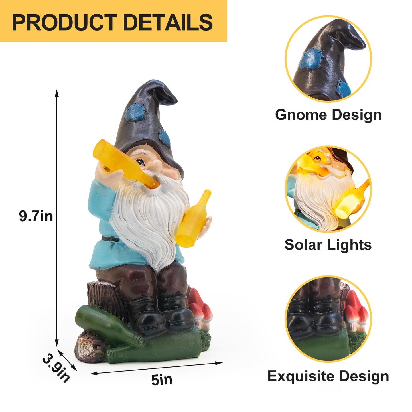 DKJOCKY Gnome Garden Decor Statue with Solar Light Lantern,Birthday Gifts for Women Mom Grandma,Funny Waterproof Resin Figurine Outdoor Decorations for Yard Patio Lawn Balcony Porch