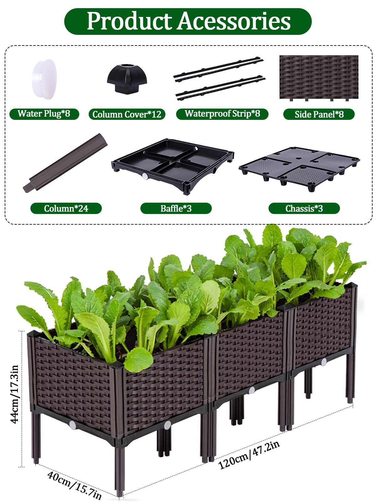 Kalolary 3 Sets Raised Garden Bed Elevated Garden Bed with Legs Patio Plant Boxes Vegetable Flowers Planting Raised Container for Indoor Outdoor Plant Fence Balcony Yard Gardening Supplies
