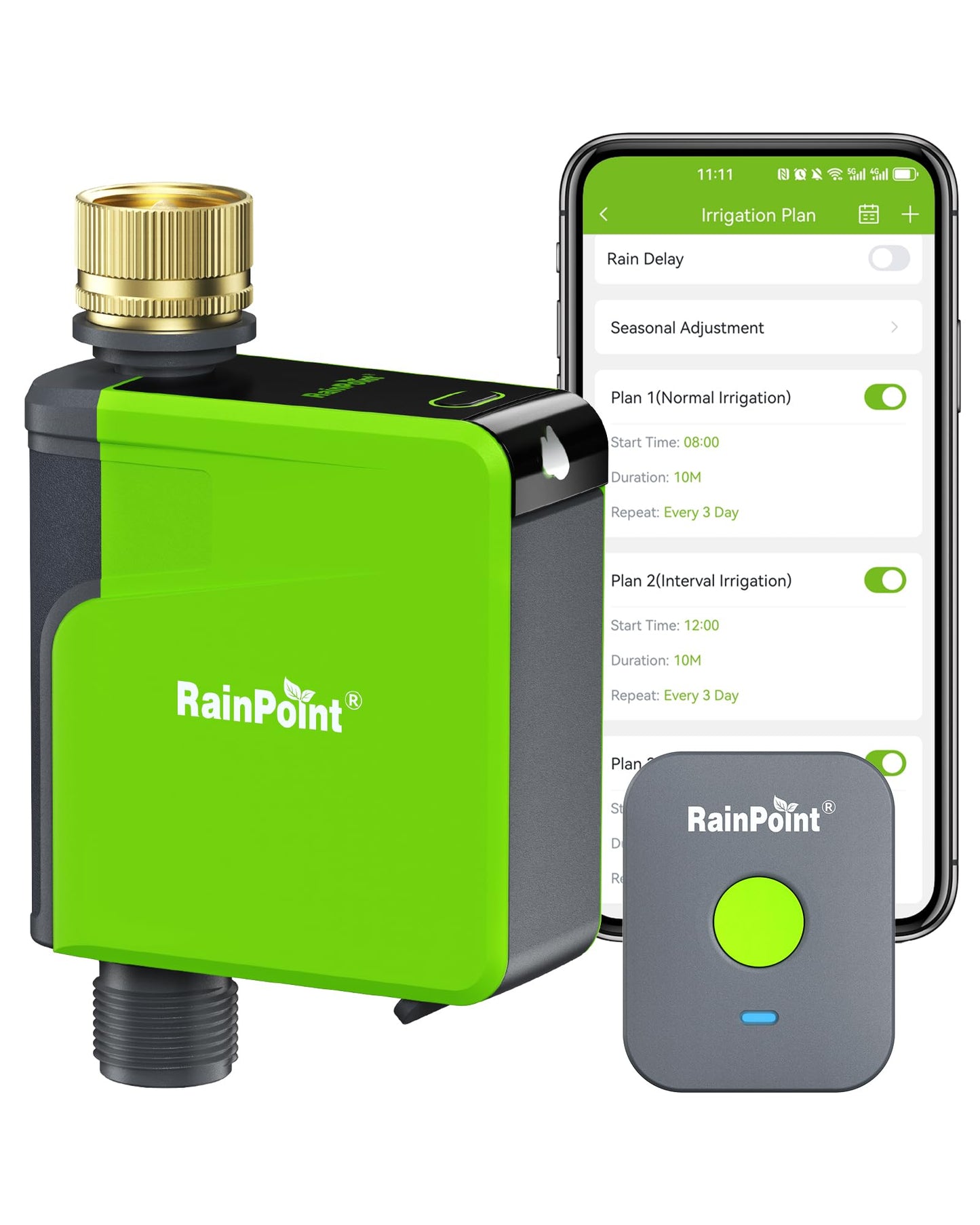 RAINPOINT WiFi Hose Timer, Brass Inlet Smart Sprinkler Timer for Watering, WiFi Watering Timer for Garden Hose with Hub, APP & Voice Control, Automatic Irrigation System for Lawns and Yard