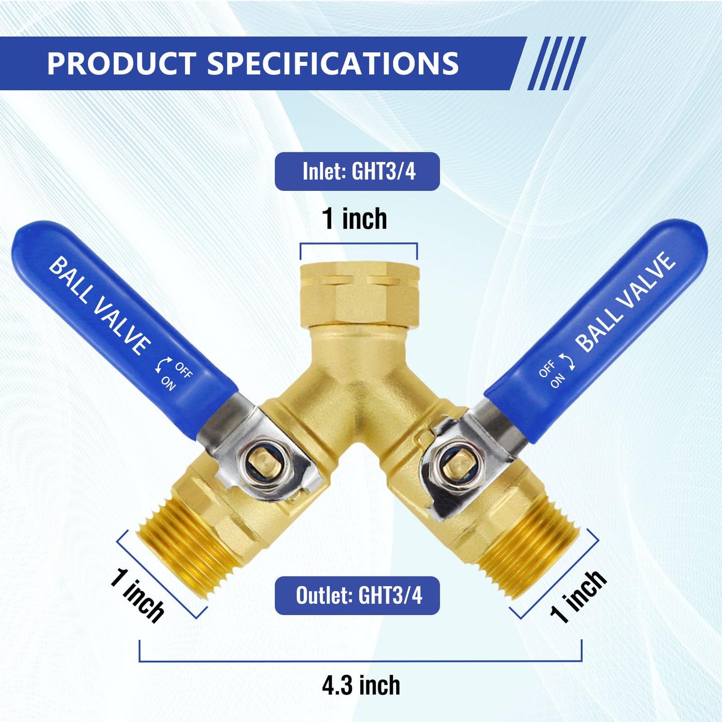 Napredak Garden Hose Splitter 2 Way, Heavy Duty Brass Hose Splitter with Individual Shut Off Valves, GHT 3/4 Hose Bib, Full Flow Dual Outlet Garden Hose Y Splitters for Outdoor Faucet Water Spigot