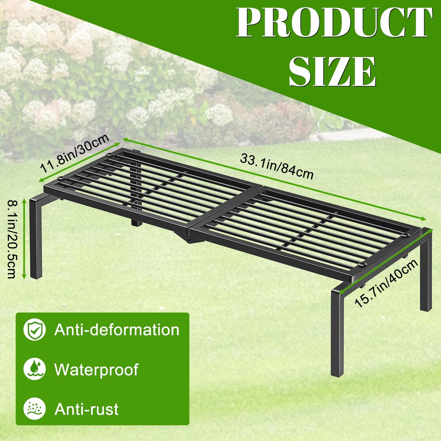 Gouisalin 1 Tier Metal Plant Stand Indoor Outdoor, Potted Multiple Flower Pot Holder Rack Plant Shelf, Heavy Duty Planter Display Shelving for Patio Balcony Garden Living Room Decorative (Black)