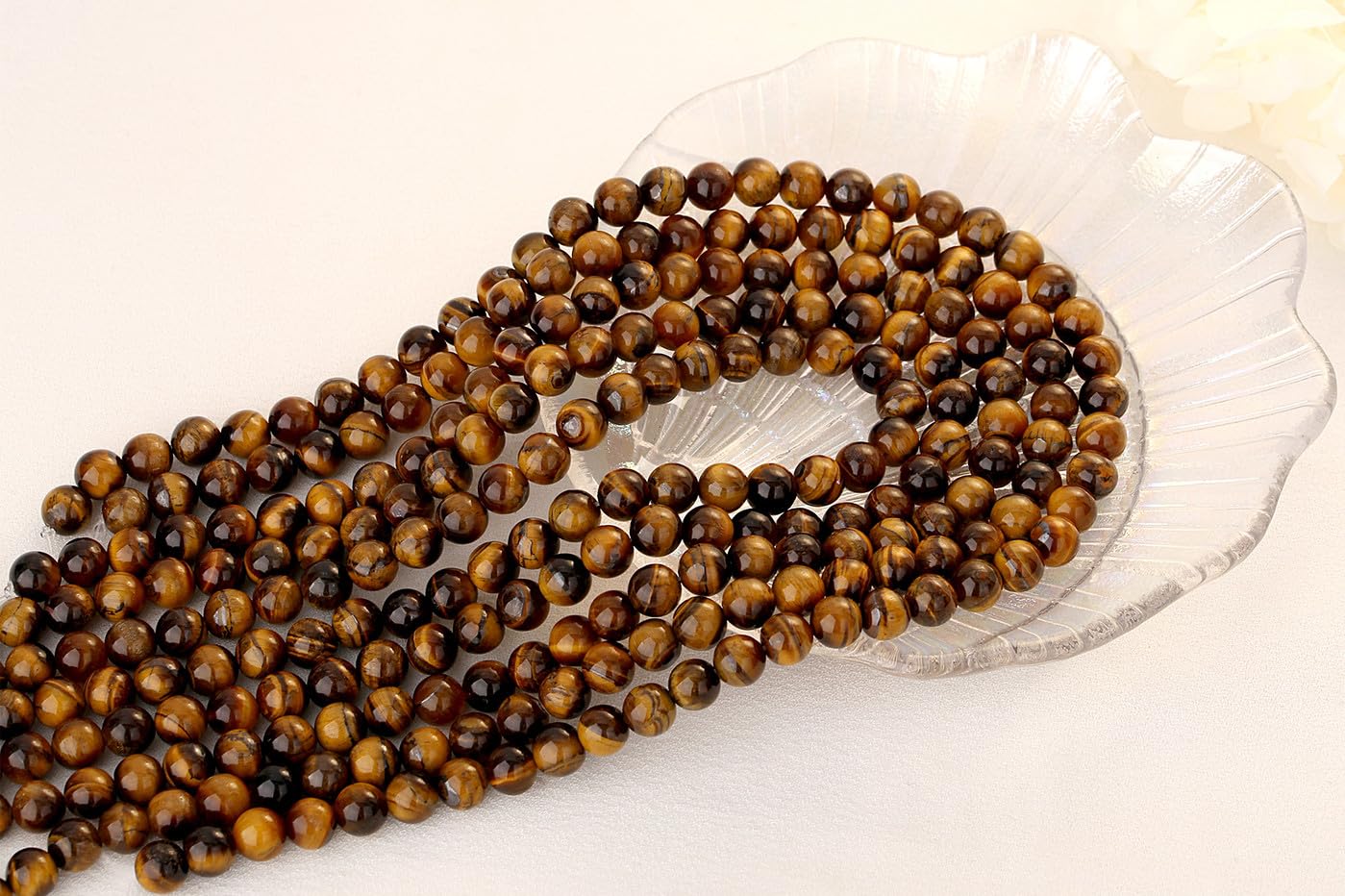 QINJIEJIE 100PCS Yellow Tigers Eye Beads 8mm Natural Stone Beads Round Loose Gemstone Bead for Bracelet Beading Crystal Jewelry Making DIY Necklace Earrings 0.32"