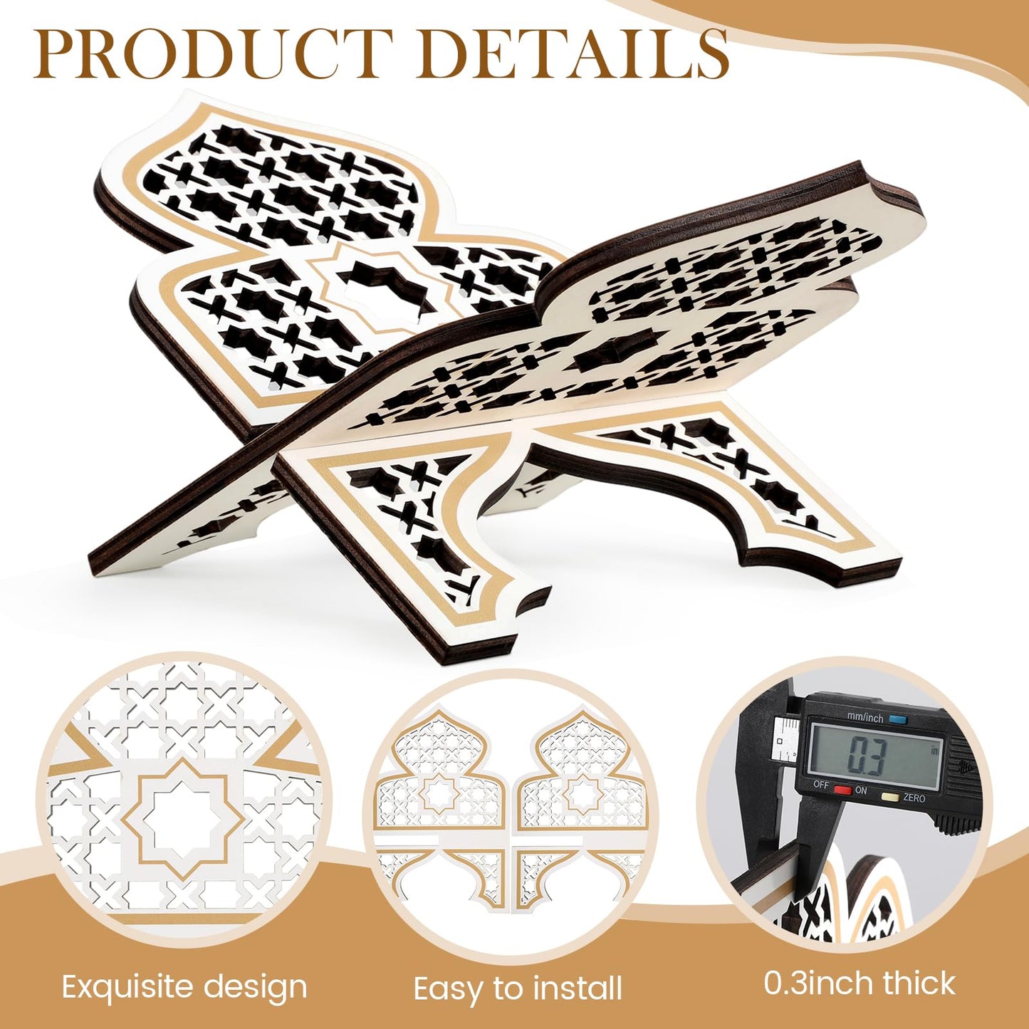 Weysat Quran Stand Bible Stands for Reading Quran Bible Holder Rehal Wooden Carved Eid Decorative Book Shelf Islamic Rehal Gift for Reading Religious Texts Durable Support