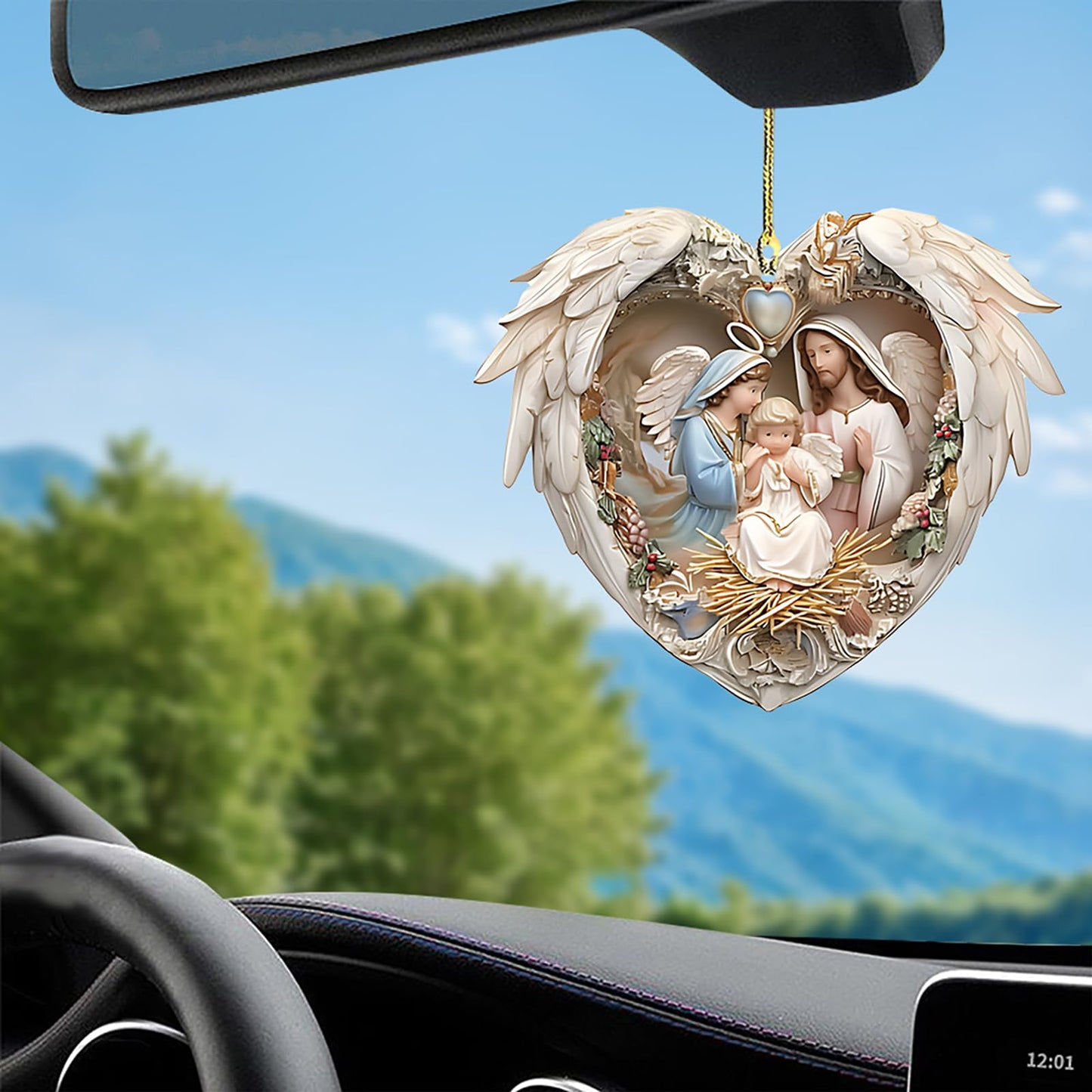 Chiristmas Gifts for Women Friend, Acrylic Decorative Hanging Pendant Heart Shaped Ornaments for Door Tree Car Decor (A)