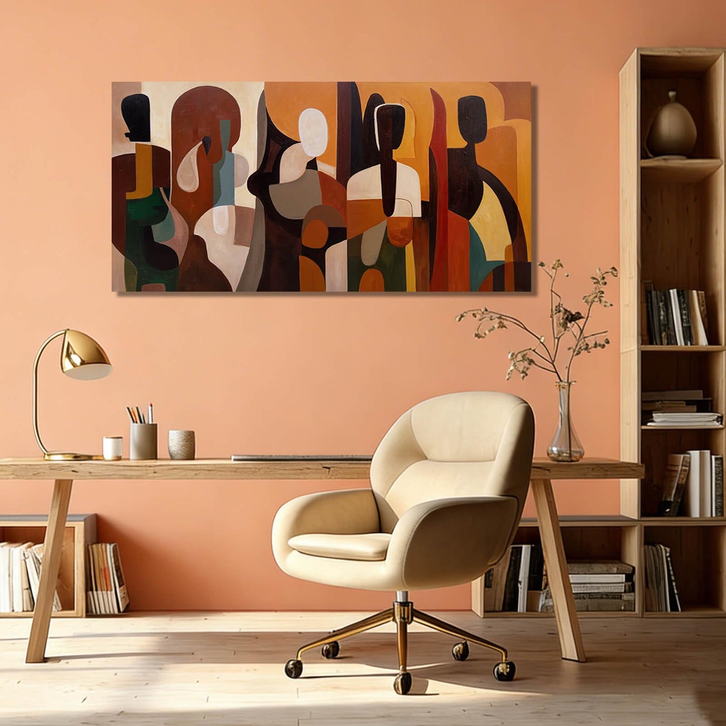 Abstract Wall Art Decor Framed Neutral Wall Prints for Office Geometric Graffiti Canvas Pictures for Dining Room Wall Decor for Living Room 24x48 Inch