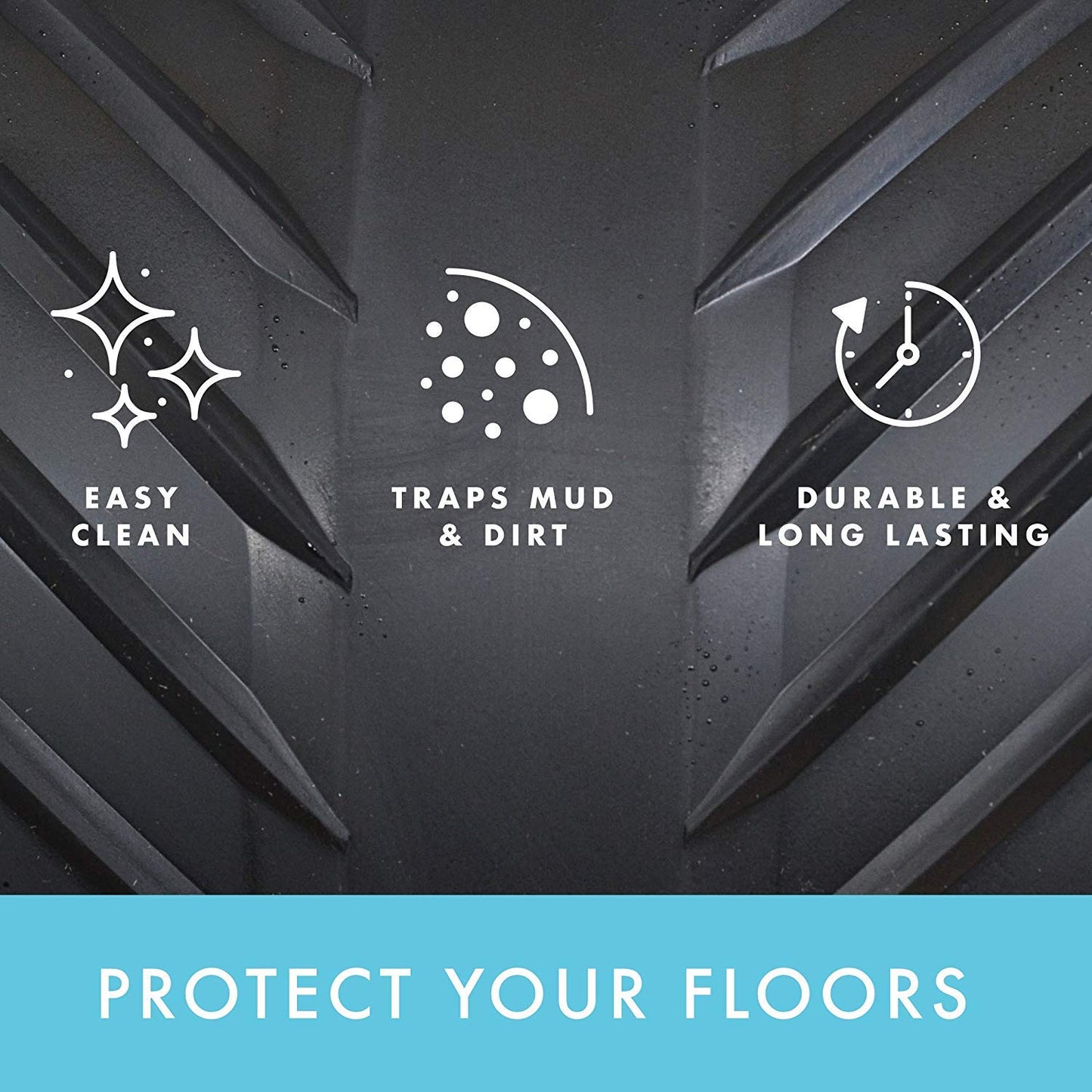 CLIMATEX Indoor/Outdoor Rubber Runner Mat, Door Mat For Floor Protection, 27" X 10', Black (9A-110-27C-10)