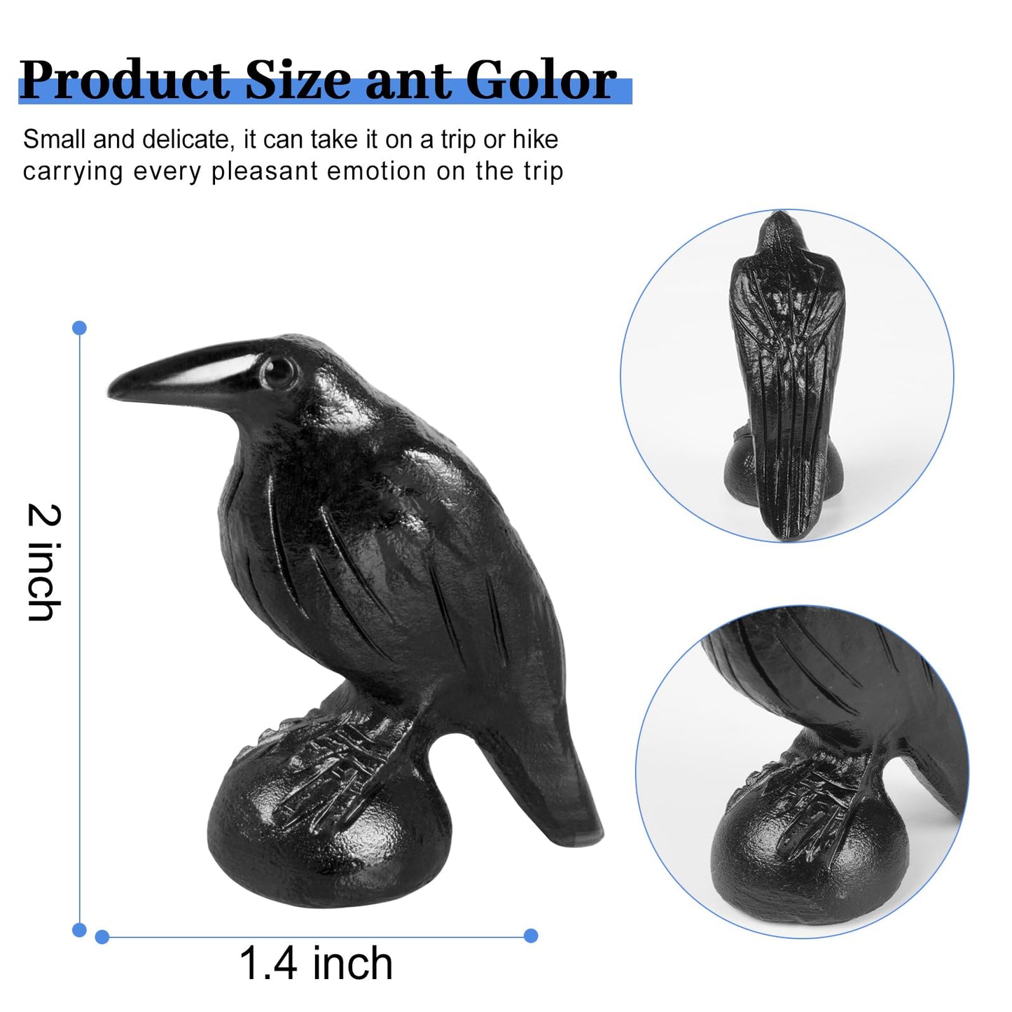 QLRSUXN Natural Black Obsidian Raven Figurines,2 Inch Healing Crystal Animal Statues,Lucky Guardian Pocket Crow Figurines as Women’s Gifts,Raven Statues for Office Home Decor and Ornament.