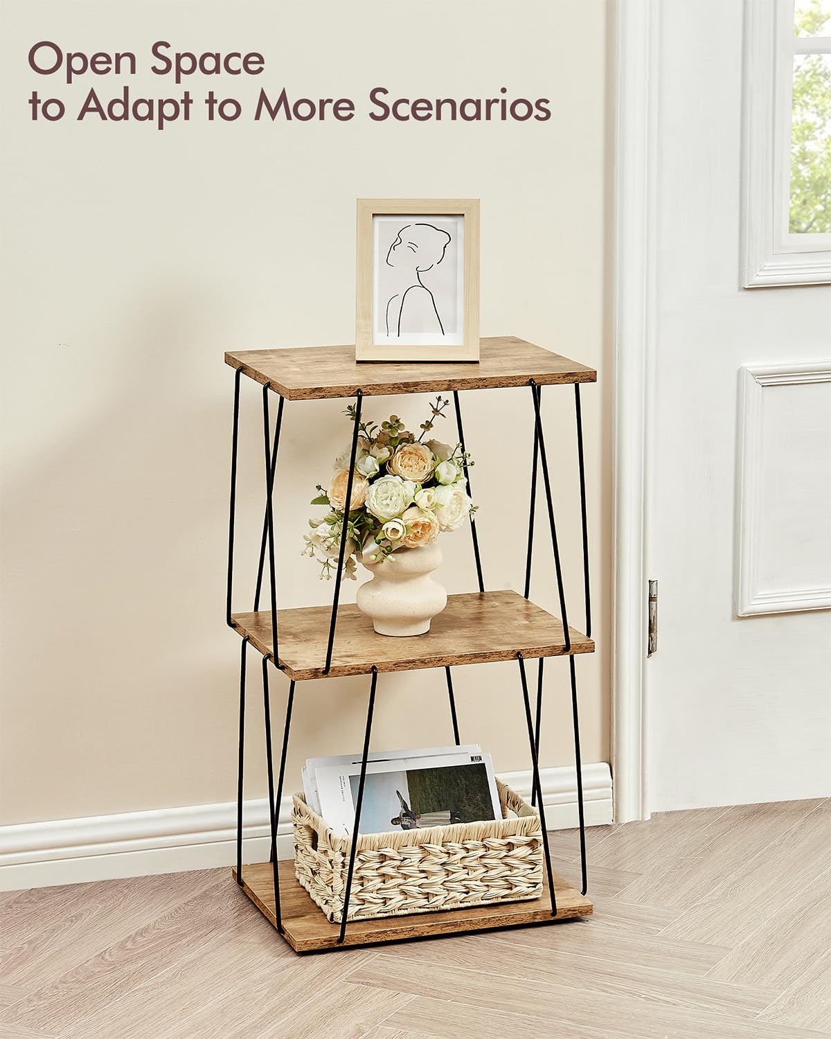 KJGKK Tall Side Table, Small End Table, 29 inch High Entryway Table, Bedside Table for Living Room, Bedroom and Office, Greige & Black