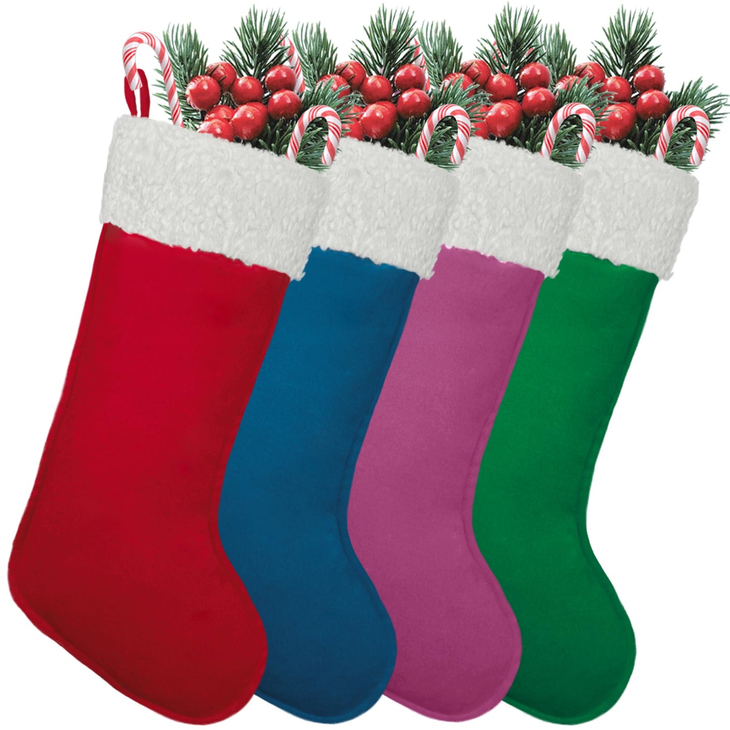 LinaGarten 4 Pack Christmas Stockings 20 Inches Large Merry Christmas Stocking Holiday Party Decor Hanging Tree Fireplace Mantle Ornaments Decorations (4, Multi-Large)