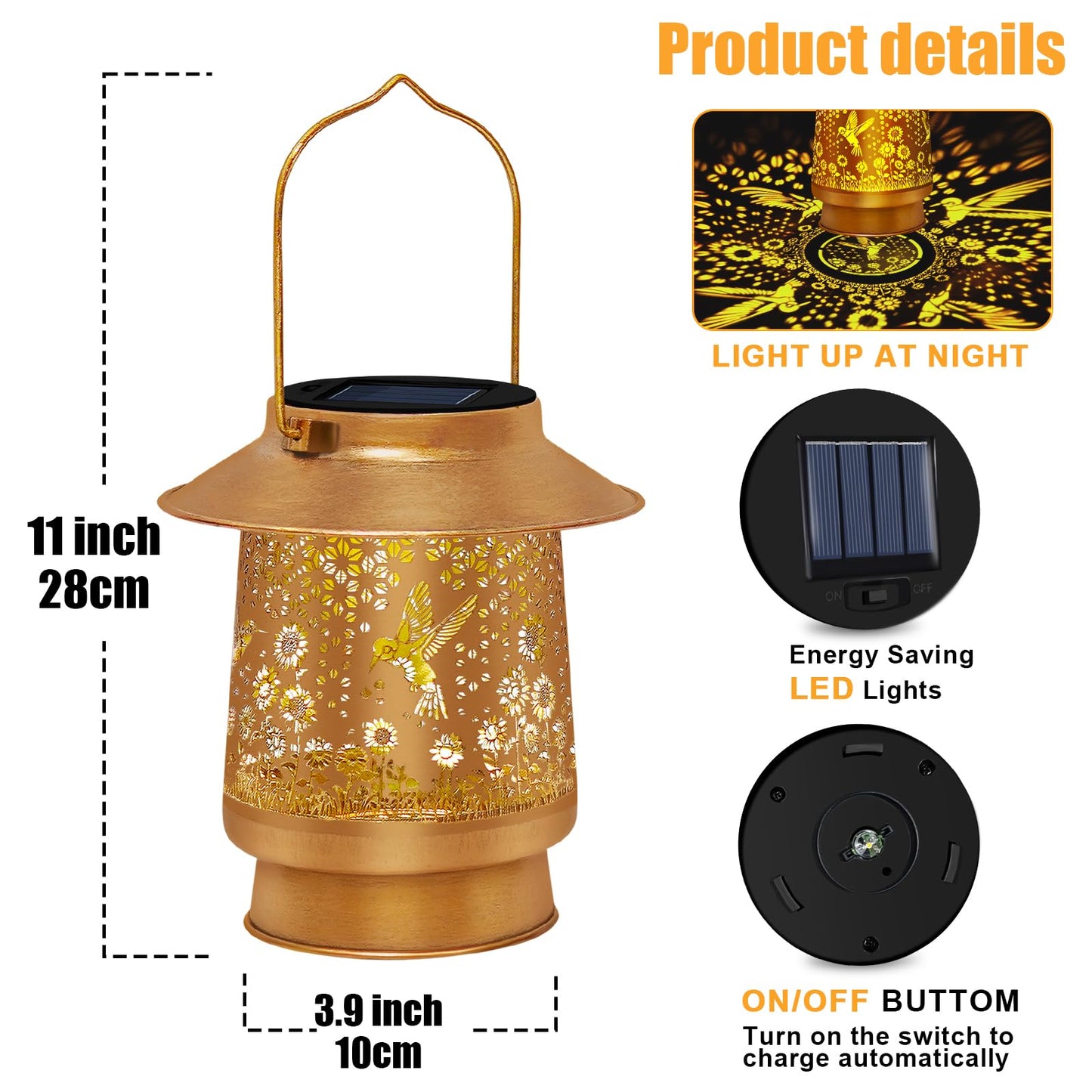 Mothers Day Gifts Solar Lanterns Outdoor Waterproof Hummingbird Solar Lights Garden Decor Gifts for Mom,Women,Grandma,Outdoor Light with Outside for Garden,Patio,Yard,Backyard,Porch