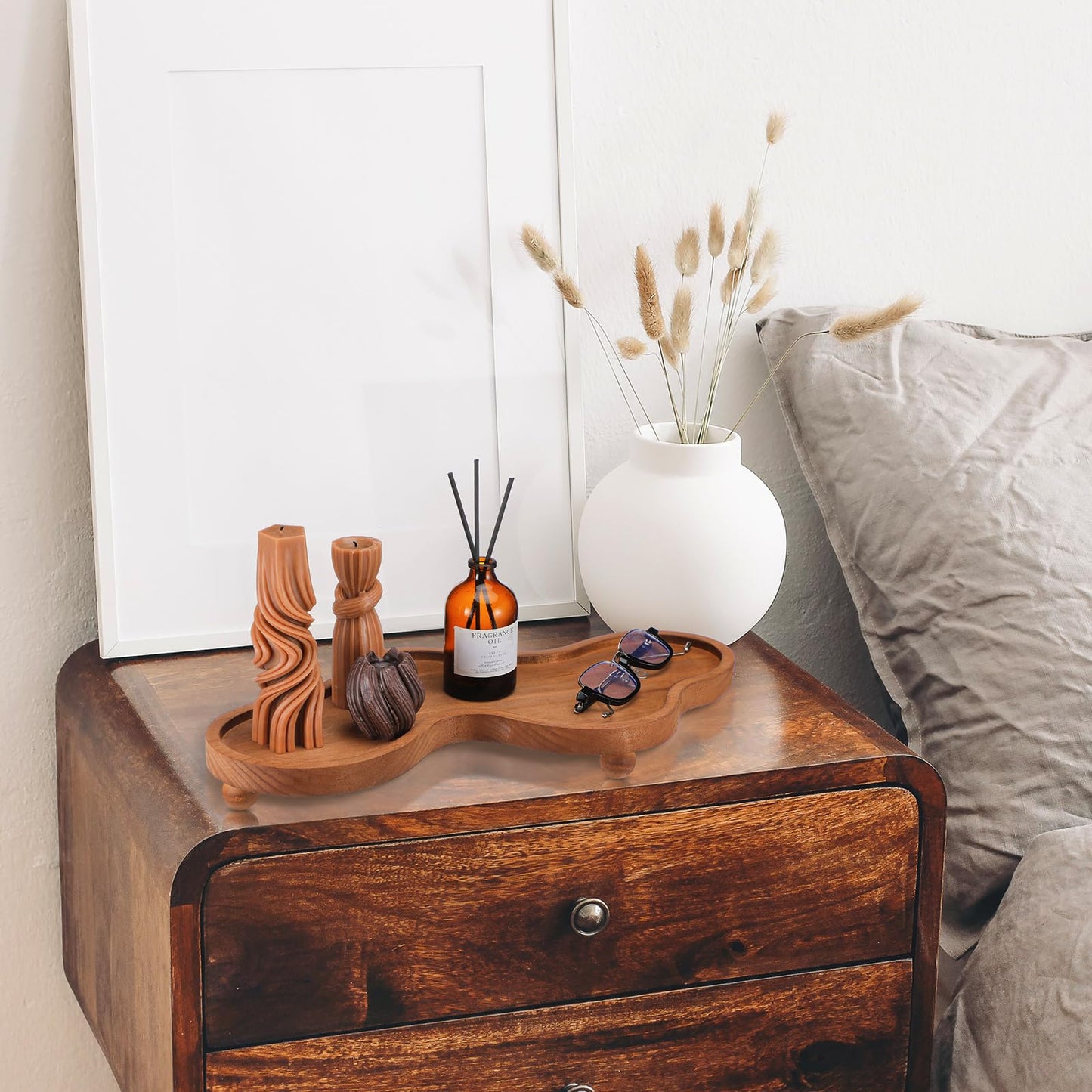 Uiifan Wood Cloud Perfume Tray Irregular Jewelry Decorative Tray for Women Trinket Dish Ring Holder Dish Room Aesthetic Decor Birthday Housewarming Gift(Brown)