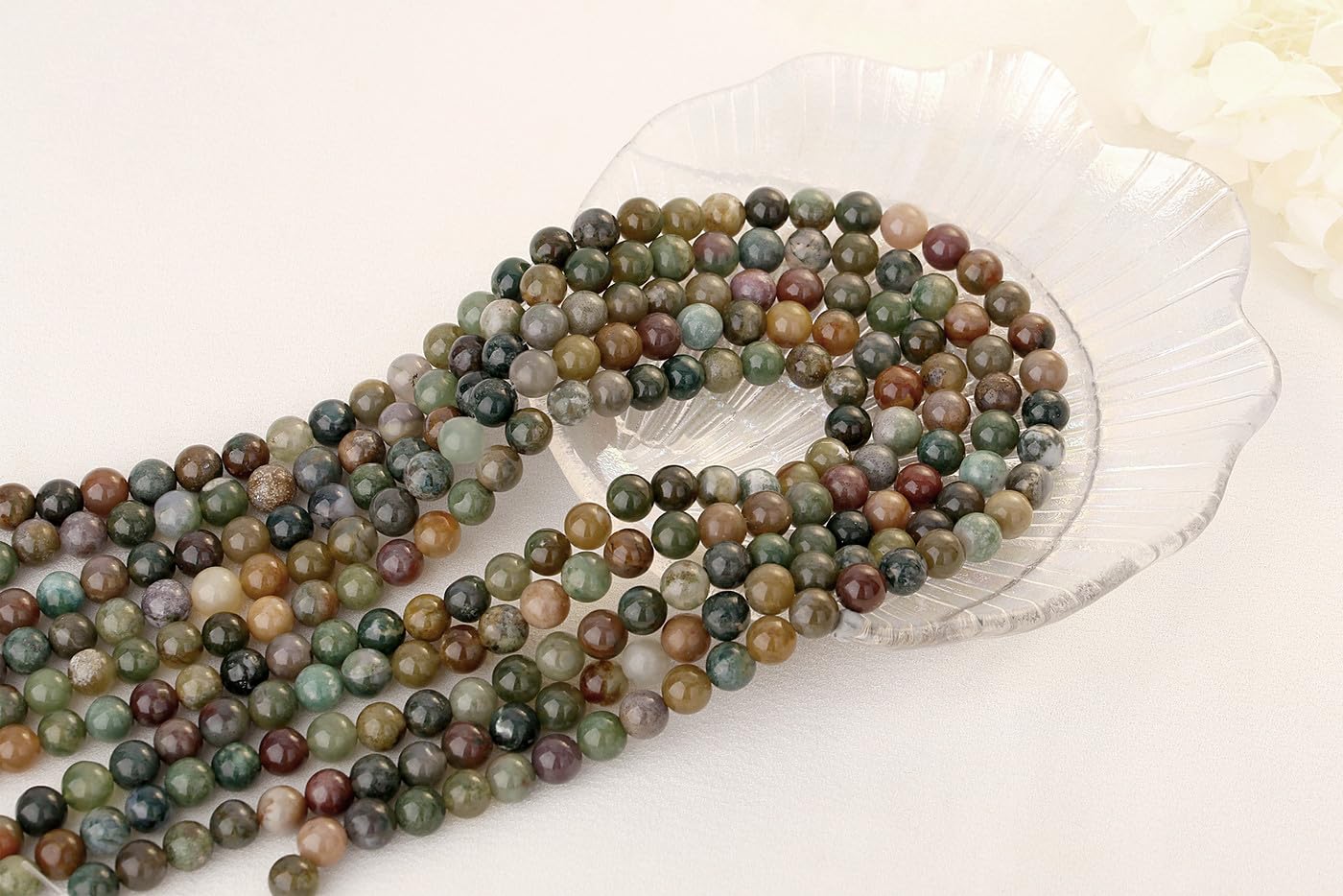 QINJIEJIE 100PCS India Agate Beads 8mm Natural Stone Beads Round Loose Gemstone Bead for Bracelet Beading Crystal Jewelry Making DIY Necklace Earrings 0.32"