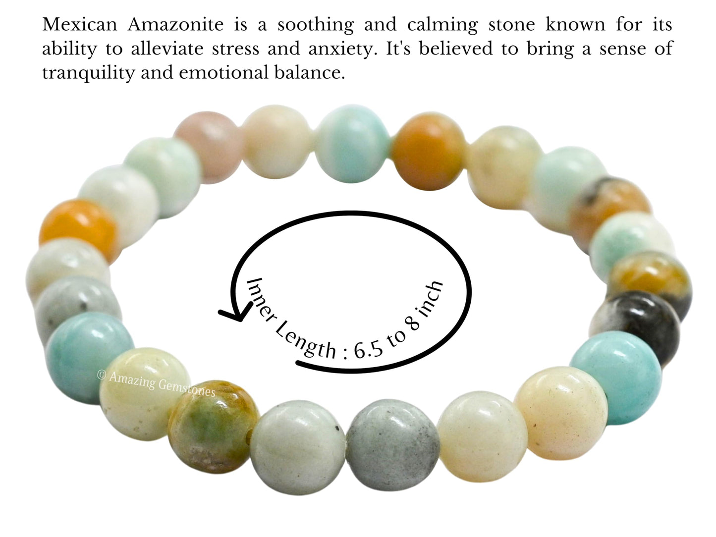 Amazing Gemstone Crystal Bracelet for Women Men's Gifts - Protection Healing Crystal Bracelet - 8mm Gemstone Beaded Stretchable Bracelet Pulseras Para Hombres Mujer Stocking Stuffers Mothers Day Gift (Mex Amazonite)