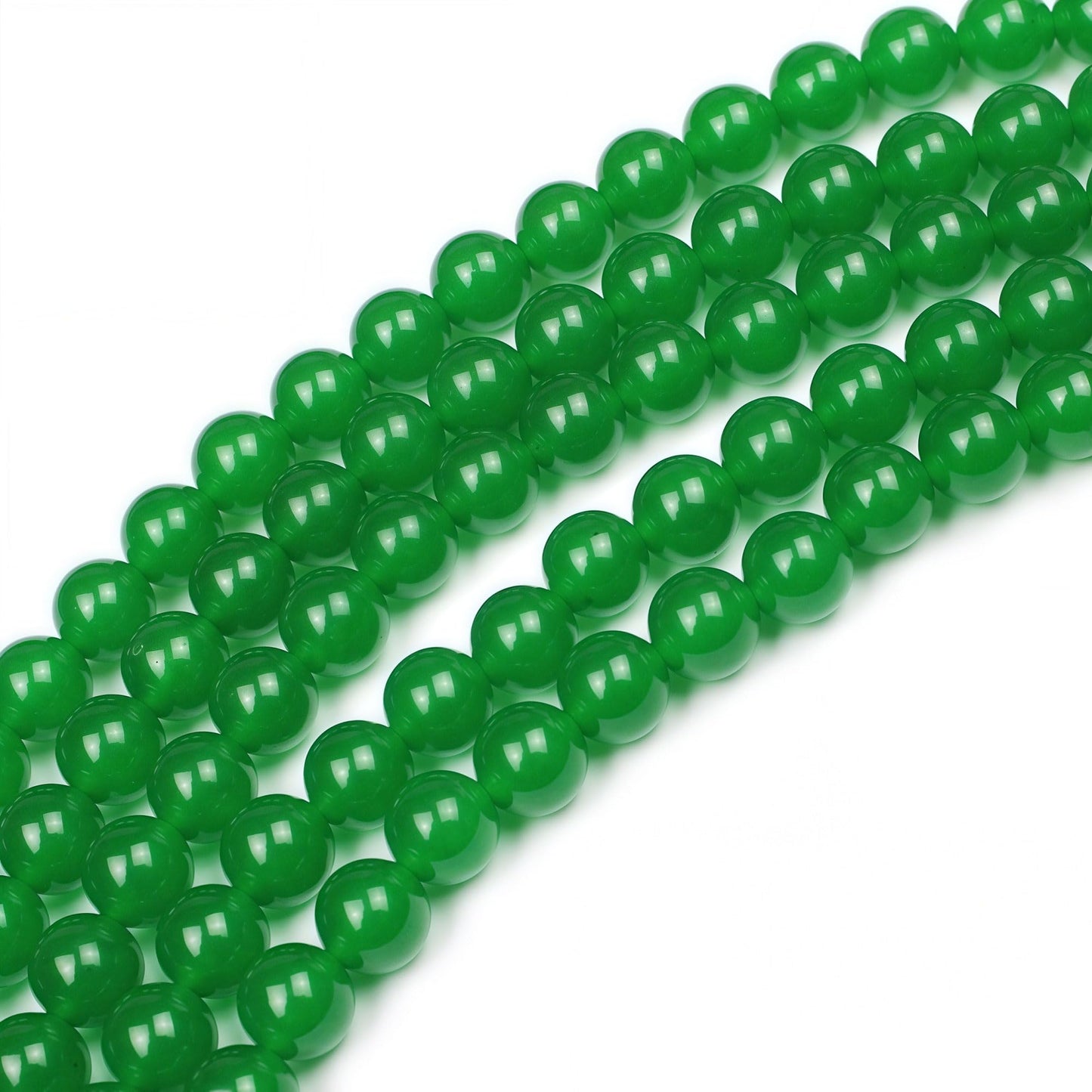 MJDCB Natural Green Jade Round Loose Beads for Jewelry Making DIY Bracelet Necklace (10mm)