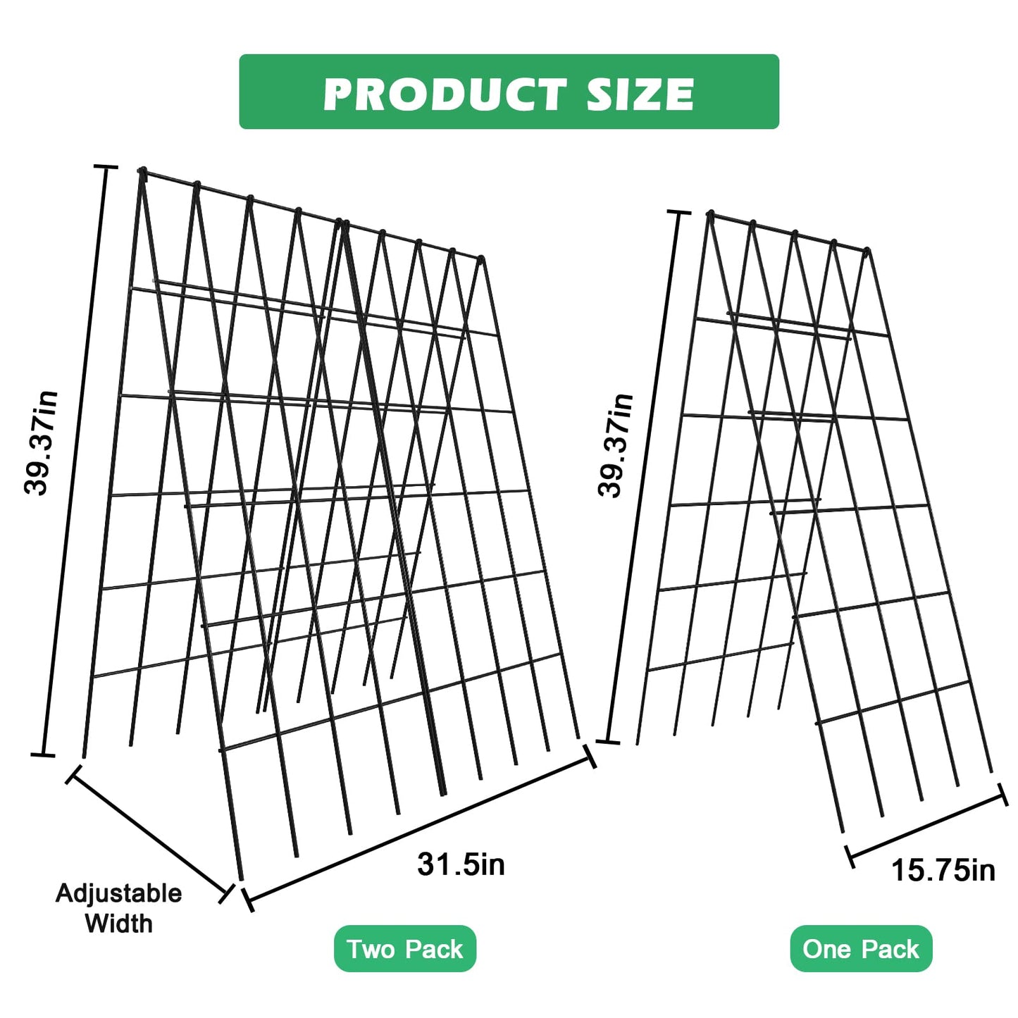 DoCred Cucumber Trellis, 2 Pack Foldable A Frame Trellis for Raised Bed Climbing Plants, Vegetables, Includes Plant Support Clips, Twist Ties, Plastic Ties- Made from PVC-Coated Steel