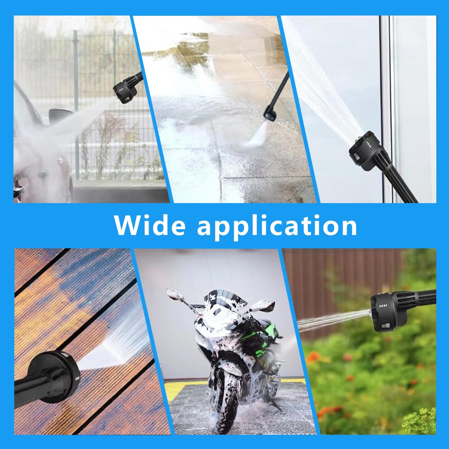 Portable Cordless Washer, Cordless Car Washer with 2 Batteries, 6 in 1 Nozzle, 5 Meter Hose, for Cleaning, Car Washing, Floor Washing