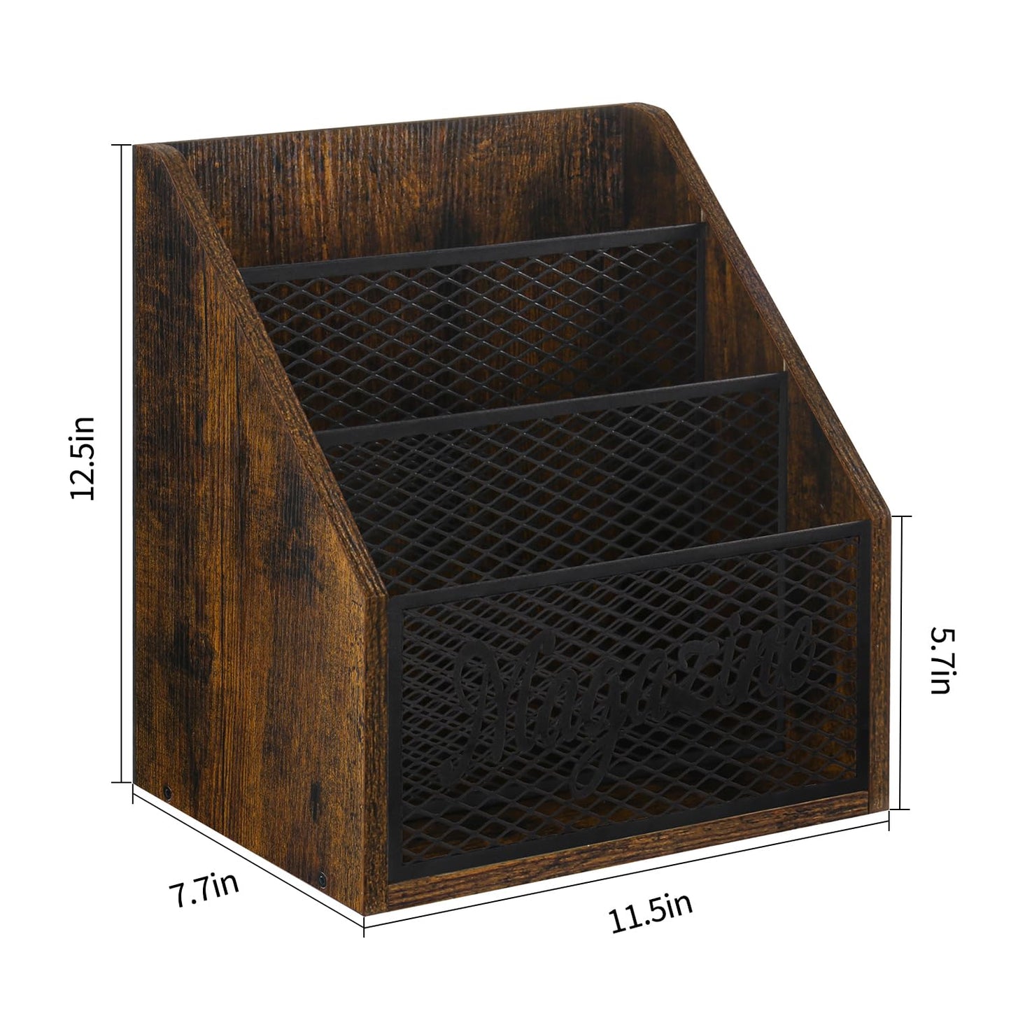 YINMIT Magazine Holder, Stepped 3 Tier Magazine Rack Floor, Magazine Storage Basket, Folder Organizer Bin for Magazines,Books,Newspapers,Tablets