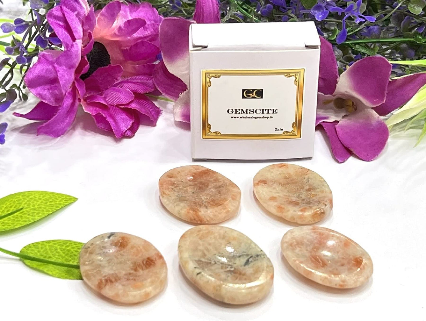 Wholesalegemshop Sunstone Thumb Worry Stones Metaphysical Gemstone Crystal Healing Reiki Men Women Gift FENG Shui Positive Energy Love Wellness Palm Stones Wicca Powerful
