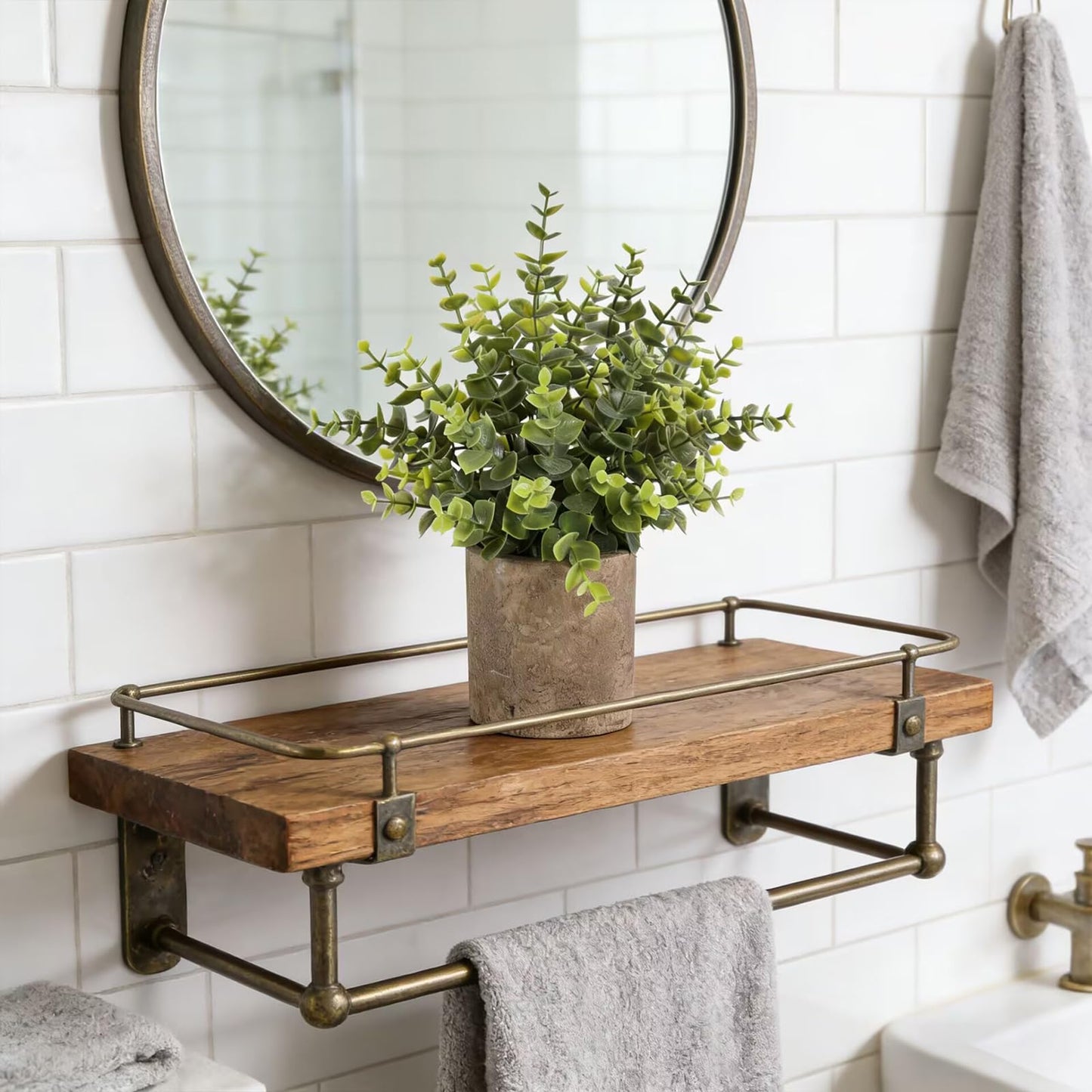 Hobyhoon 3pcs Small Fake Plants Eucalyptus,Small Potted Artificial Plant Indoor for Shelves, Bathroom Plants Decor for Shelf Desk Home Modern Farmhouse Living Room Coffee Table Decor (Sage Green)