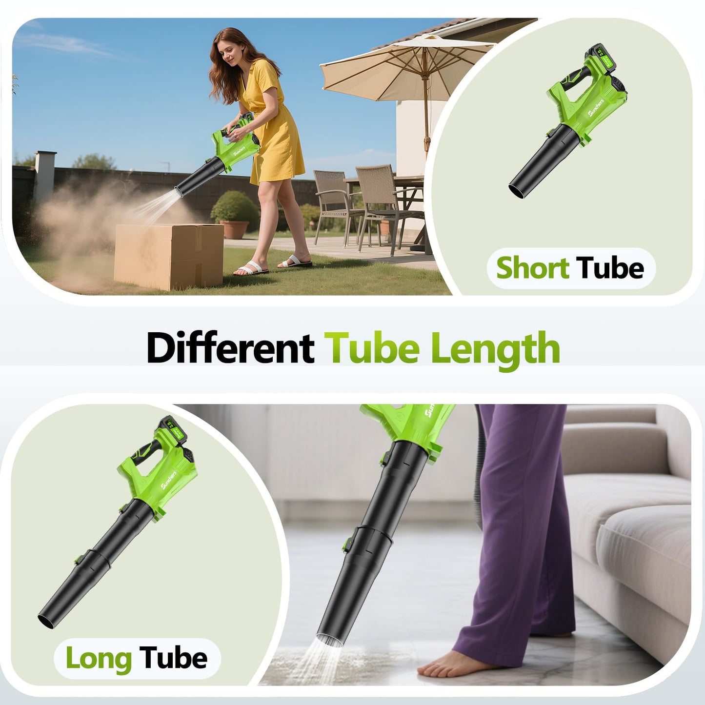 Leaf Blower Cordless with 2 x 3.0Ah Battery and Charger, 680CFM 260MPH Electric Blower with 2 Speeds, 20V Handheld Leaf Cleaner for Lawn Care, Blowing Leaves, Dust, Snow, Gravel for Patio, Yard, Green