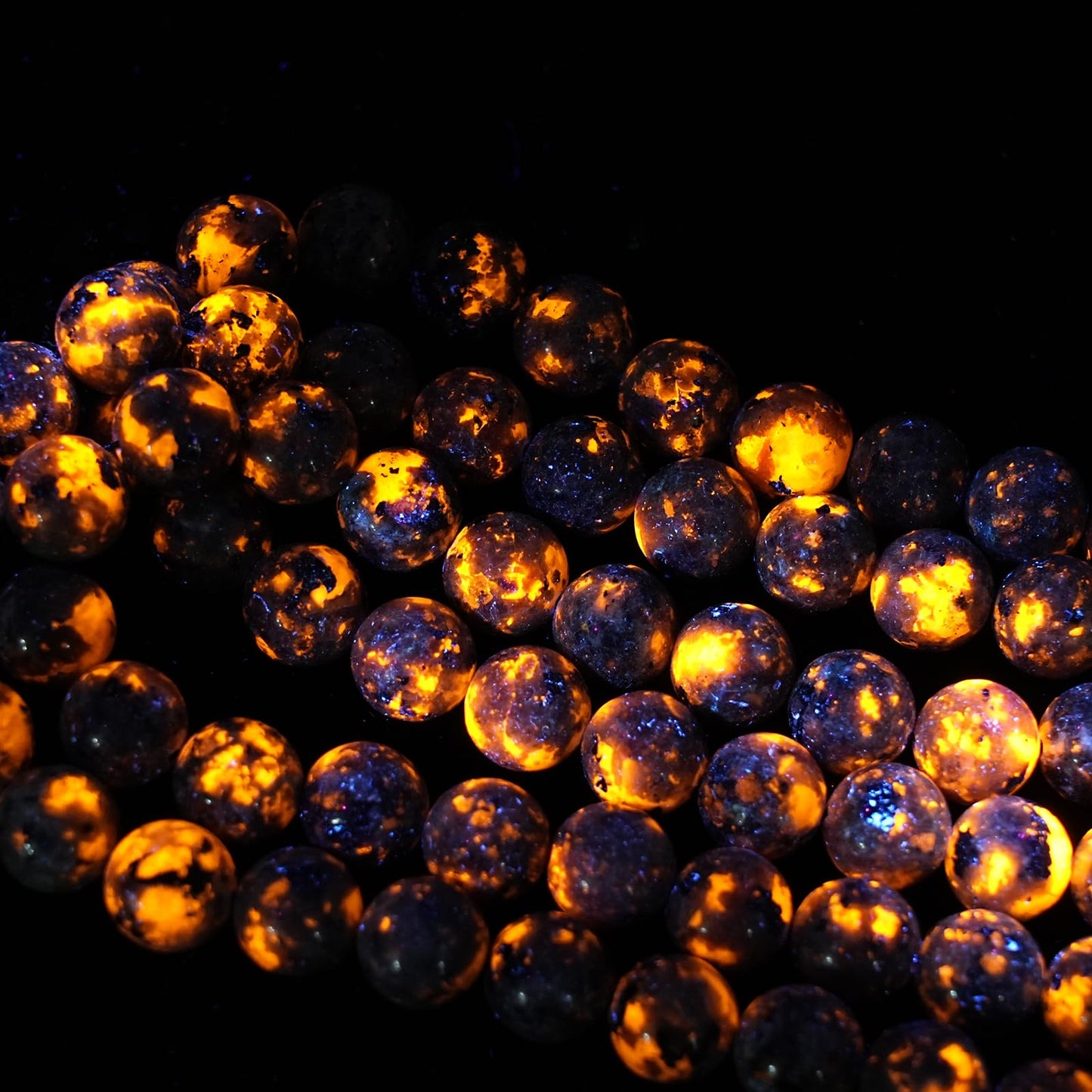 8mm Natural Flame Yooperlite Gemstone Beads Polished Round Smooth Stone Beads for Bracelets Jewelry Making 15inch Loose Beads