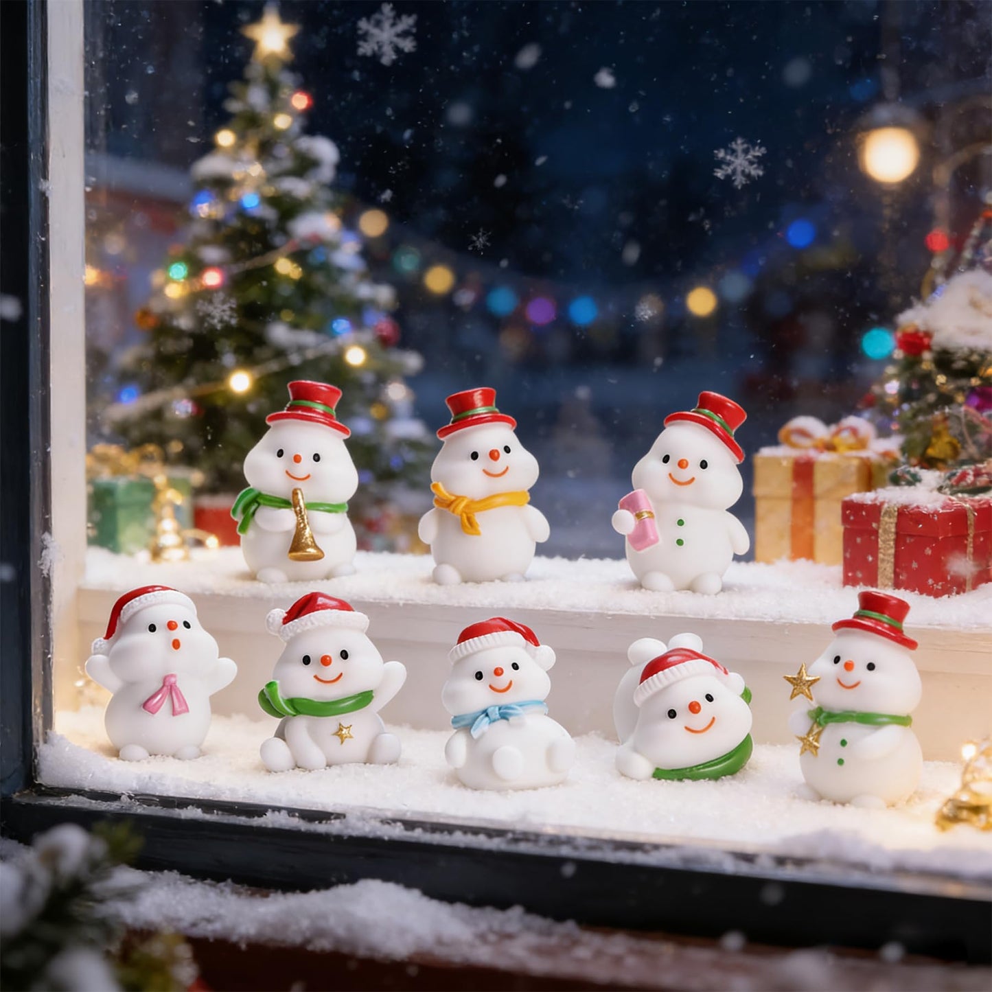 24-Piece Mini Resin Figurines Set, Winter Snowman Miniature Ornaments for Dollhouses Home Christmas Decor and DIY Craft Projects