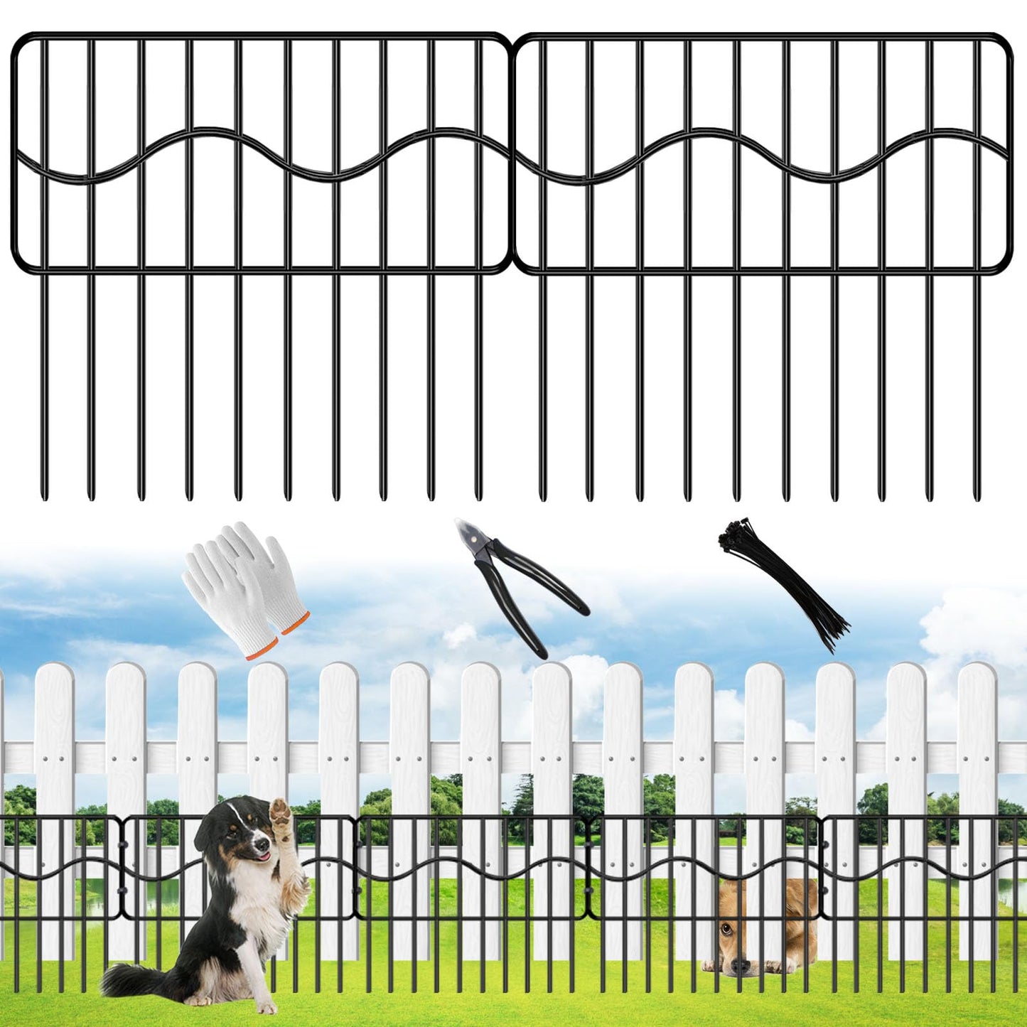 40ft(L) x 13in(H) Garden Animal Barrier Fence, 28panels No Dig Fences, Small Dog Fence Barrier, Animal Barrier Rabbit Fencing Rustproof Metal Decorative Border for Outdoor Garden