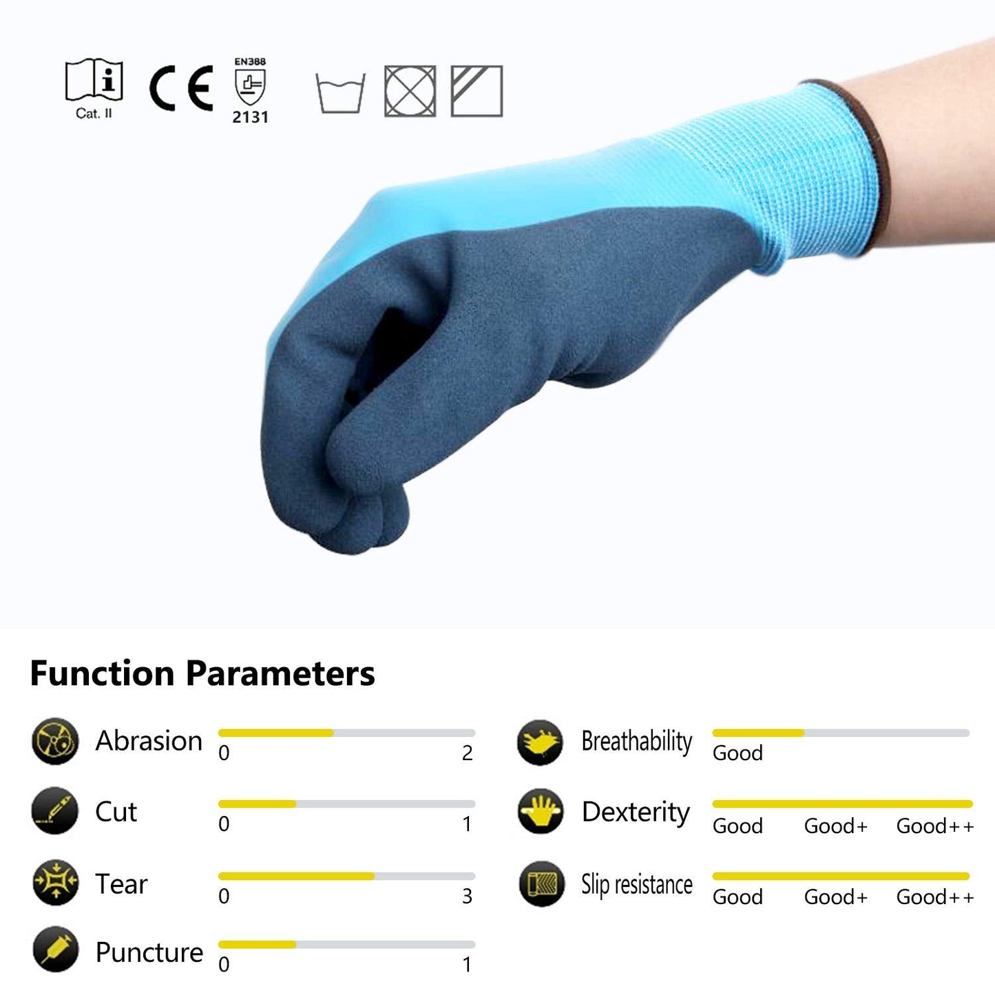DS Safety Waterproof Work Gloves Hycool Grip Working Gloves 1 Pair(S,Blue)