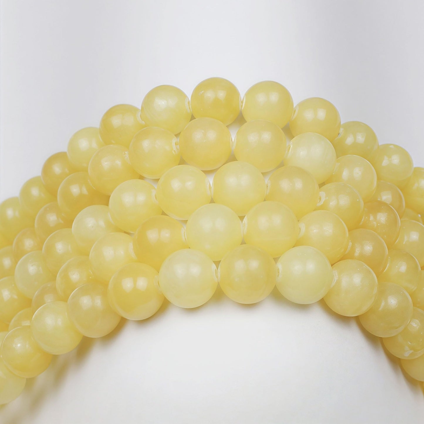 MJDCB Natural Yellow Marble Jade Round Stone Beads for Jewelry Making DIY Bracelet Necklace (10mm)