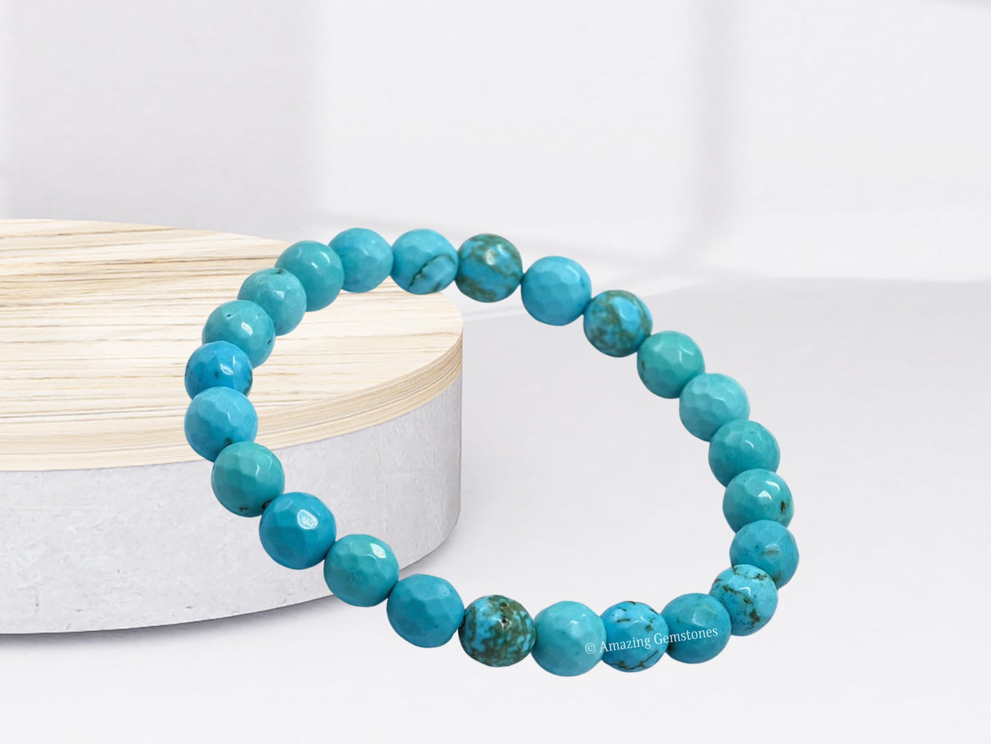 Amazing Gemstone Turquoise Bracelet for Women - Chakra Mens Bracelet Protection Crystals and Healing Stones - Blessing Spiritual Meditation Stocking Stuffers (Faceted Beaded Bracelet)