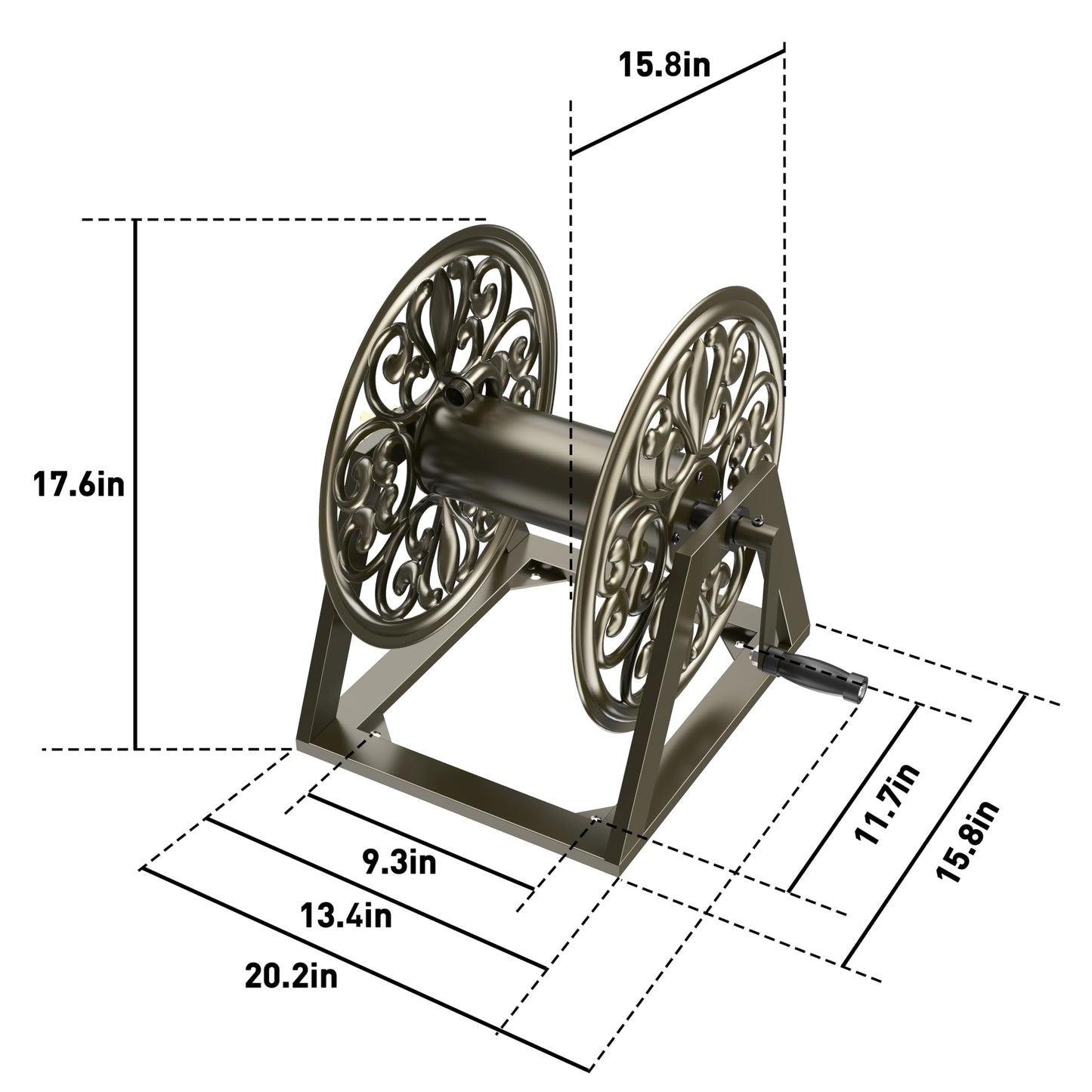 GOFORWILD Garden Wall/Floor Mount Hose Reel, Decorative Hose Reel, Garden Heavy-Duty Water Hose Holder Winder, Holds 200-Feet of 5/8-Inch Hose
