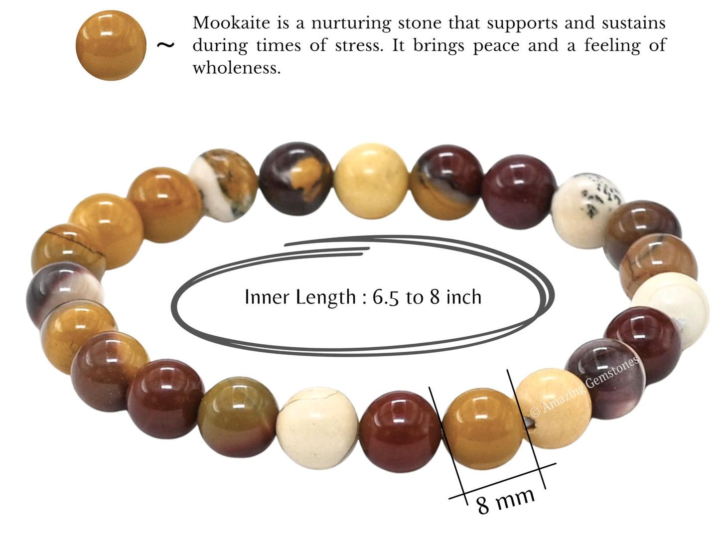 Amazing Gemstone Crystal Bracelet for Women Men's Gifts - Protection Healing Crystal Bracelet - 8mm Gemstone Beaded Stretchable Bracelet Pulseras Para Hombres Mujer Stocking Stuffers Mothers Day Gift (Mookaite)
