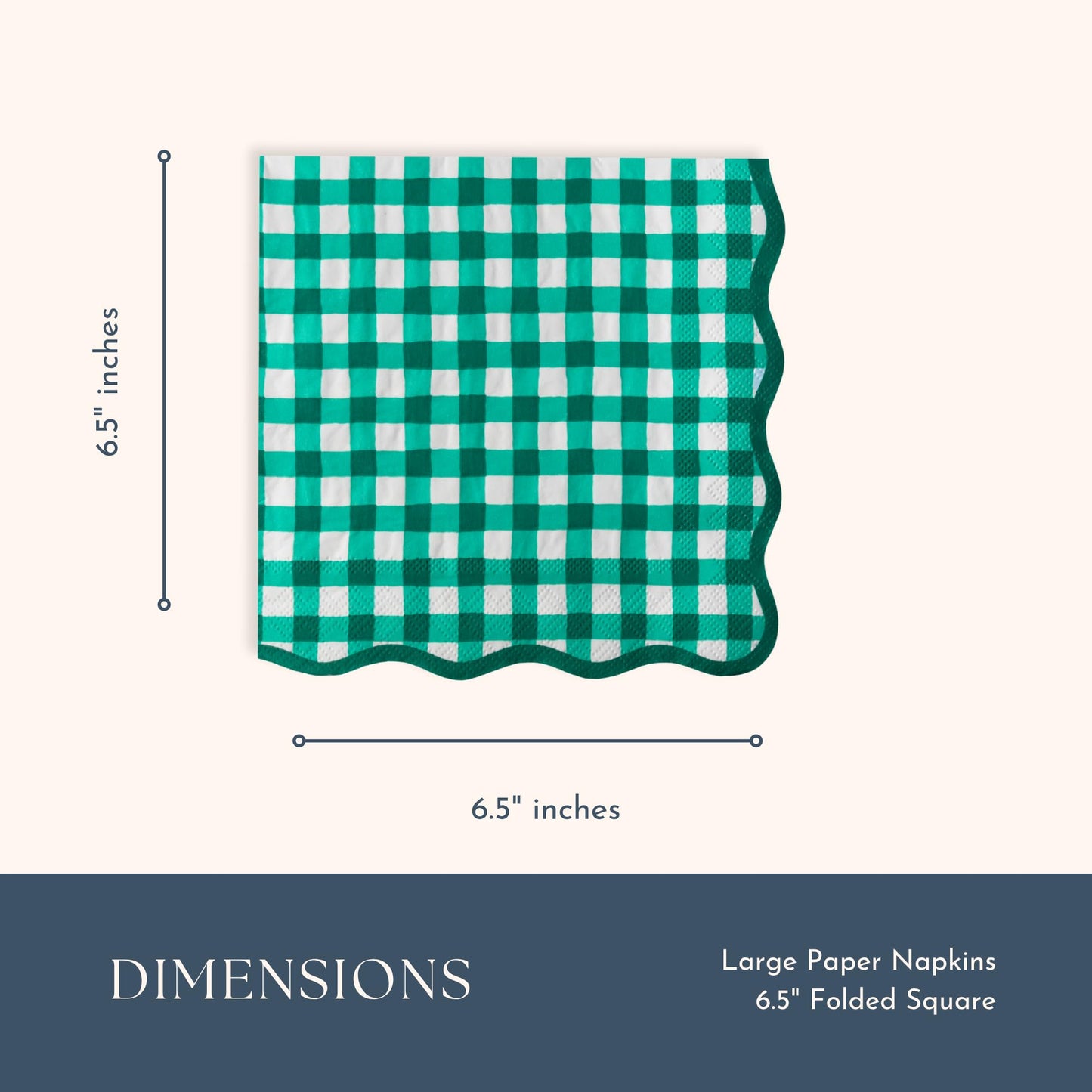 Bonjour Fête Green Gingham Paper Party Dinner Napkins | Premium Party Supplies | St. Patrick's Day, Father's Day Gatherings, & Christmas Parties | Pack of 20, 6.5" Folded