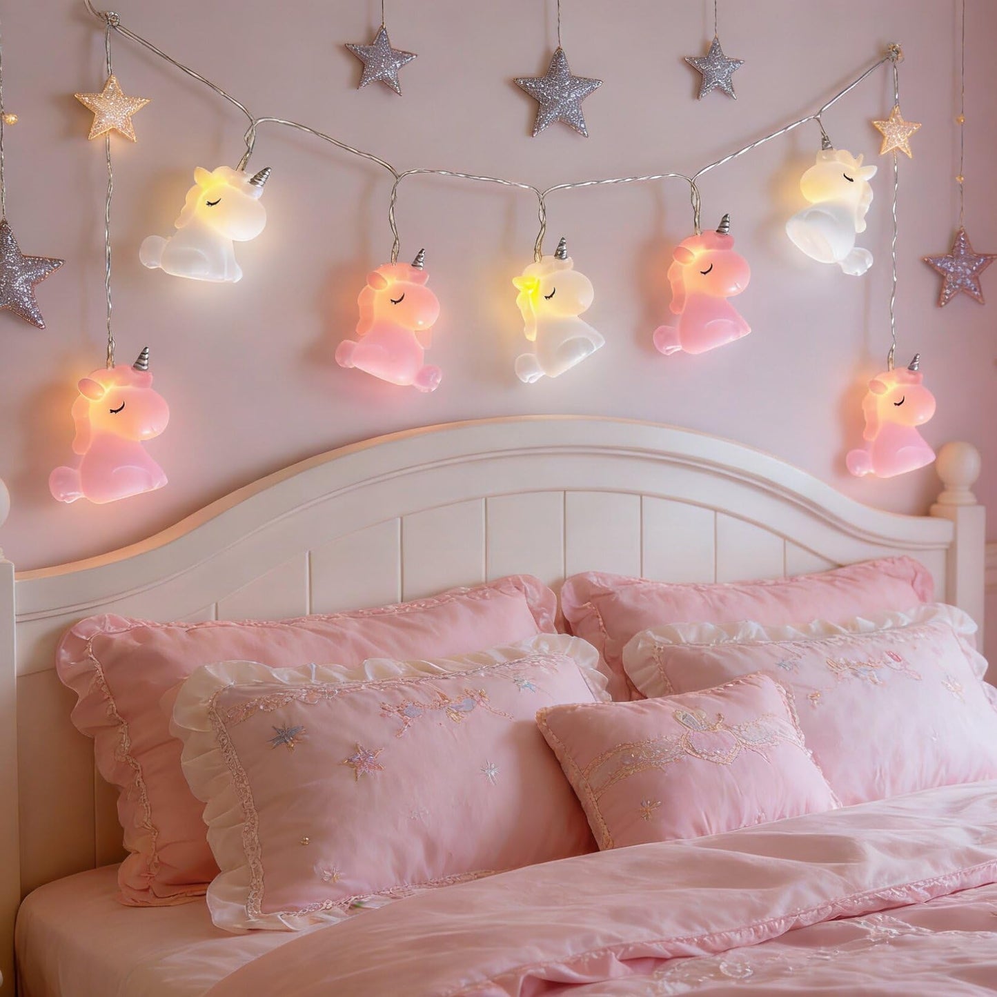 Hoolight Unicorn String Lights 10 LED Lights Battery Operated Unicorn Fairy Lights Girl Bedroom Birthday Party Kids Wedding Valentine's Day Christmas Decoration (Pink/White Unicorn String Lights)