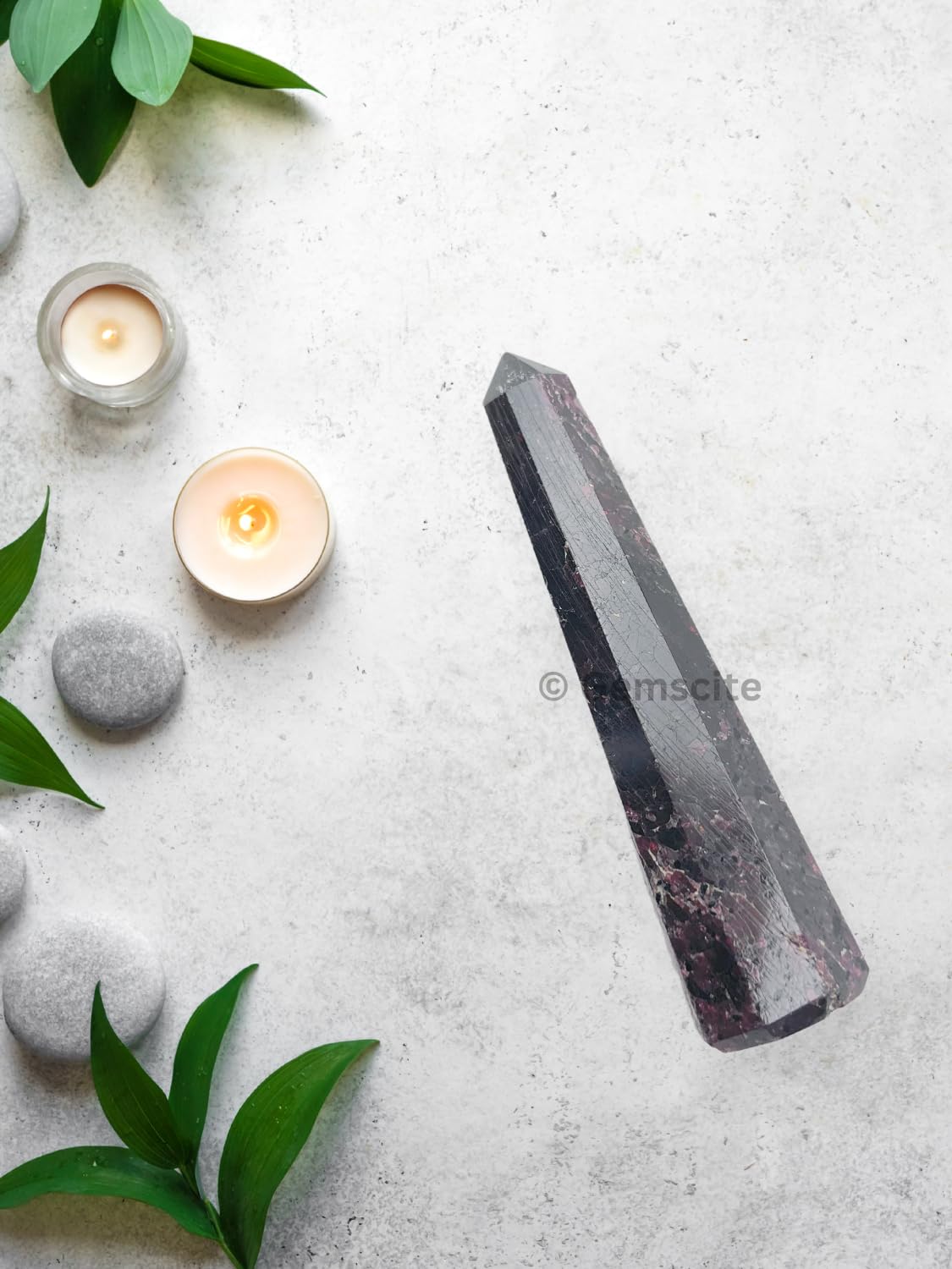 WholesaleGemShop 3 Inch Garnet Gemstones Obelisk Tower Jumbo Facet Aura Rock Crystal Natural Polished Earth Wand Spirit