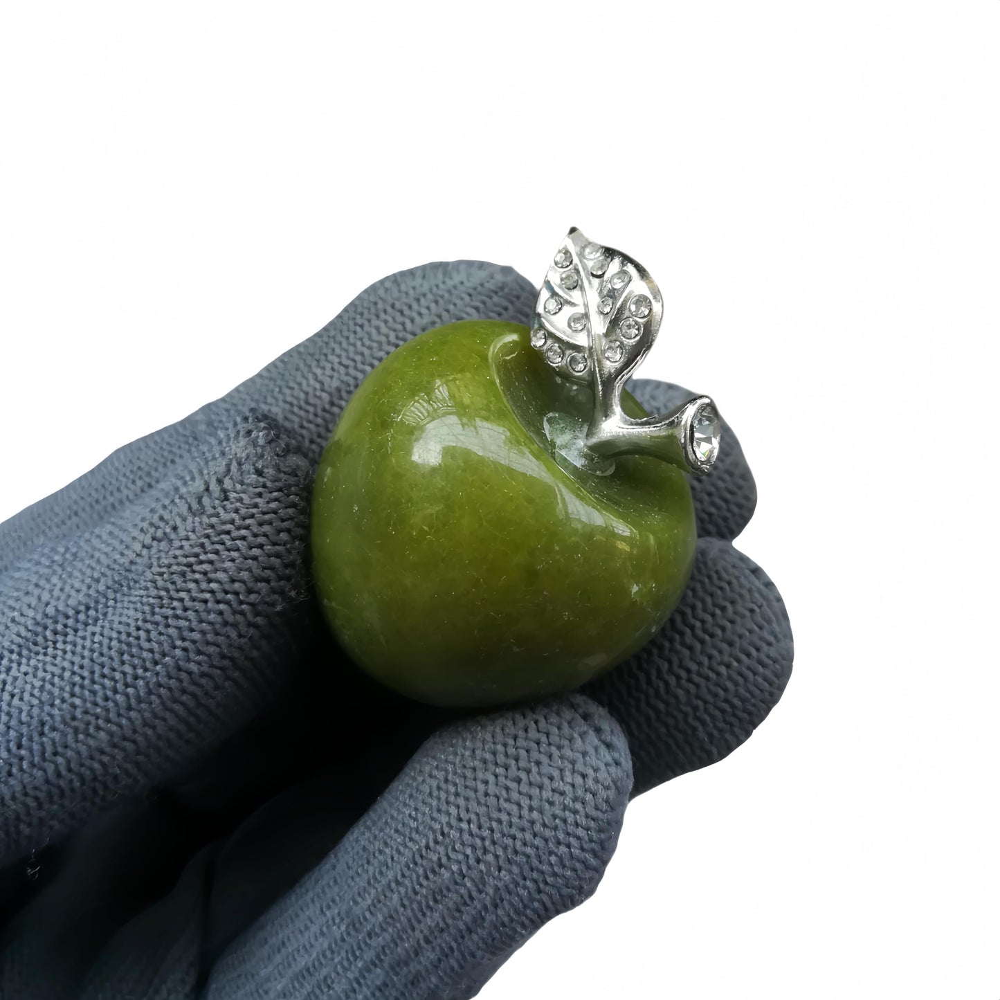 Sunshcat Natural Green Jade 1.18 Inchs Apple Crystal and Healing Stone Statues,Room Decoration Christmas Decorations Thanksgiving Gifts Office Gifts Collectibles