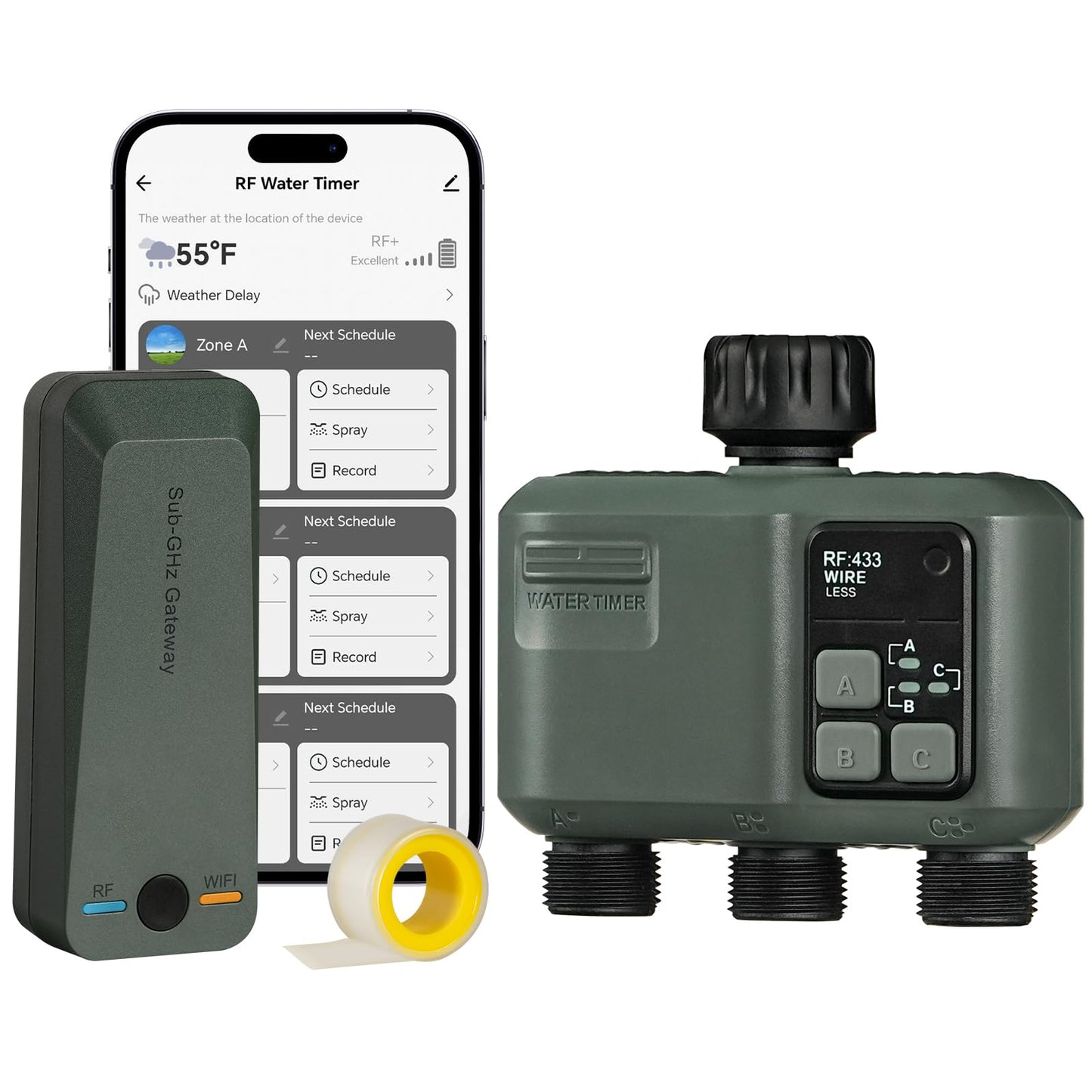 WILAWELS WiFi Water Timer for Garden Hose, Sprinkler Timer 3 Zone, 3 Outlet Smart Hose Watering with WiFi Irrigation Controller, Automatic Irrigation System/Rain Delay/Manual Watering D33WT06