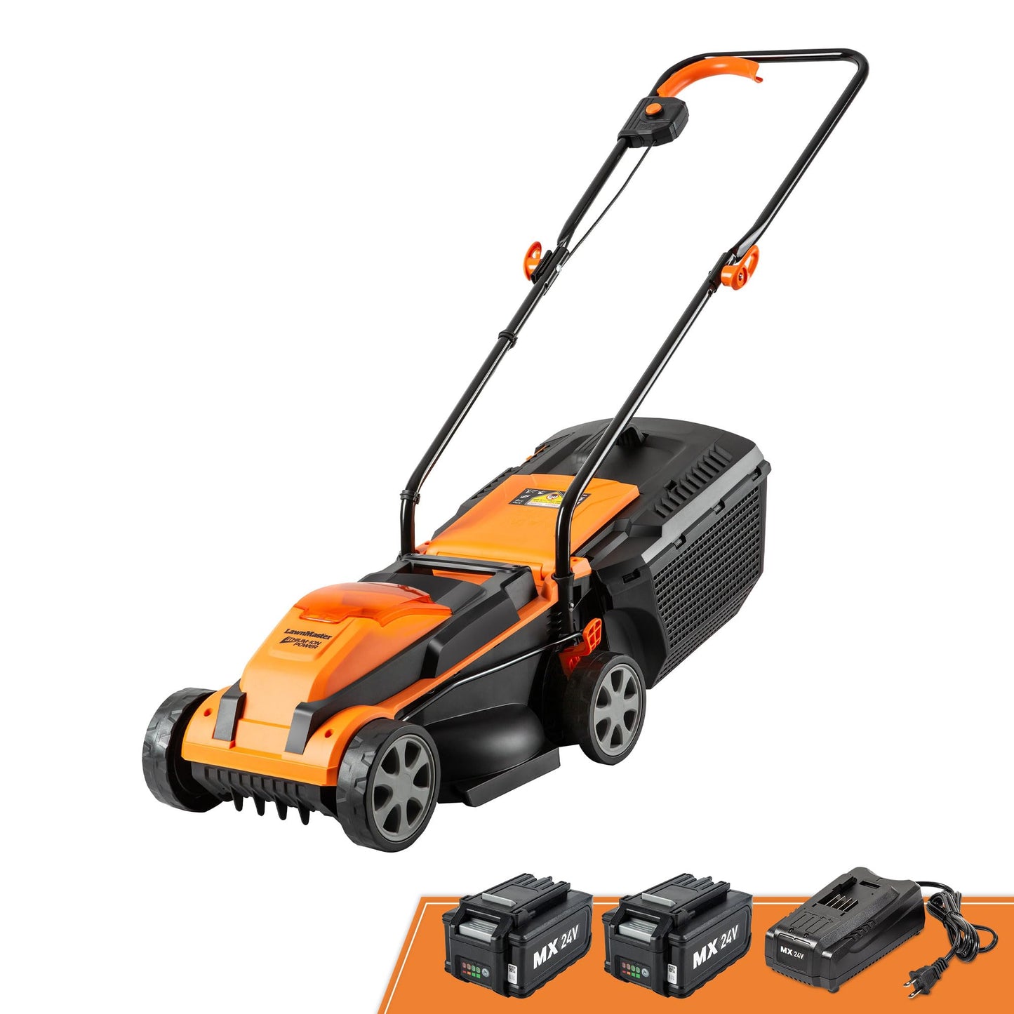 LawnMaster CLM2413A Cordless 13-Inch Lawn Mower 24V Max with 2X4.0Ah Battery and a Charger
