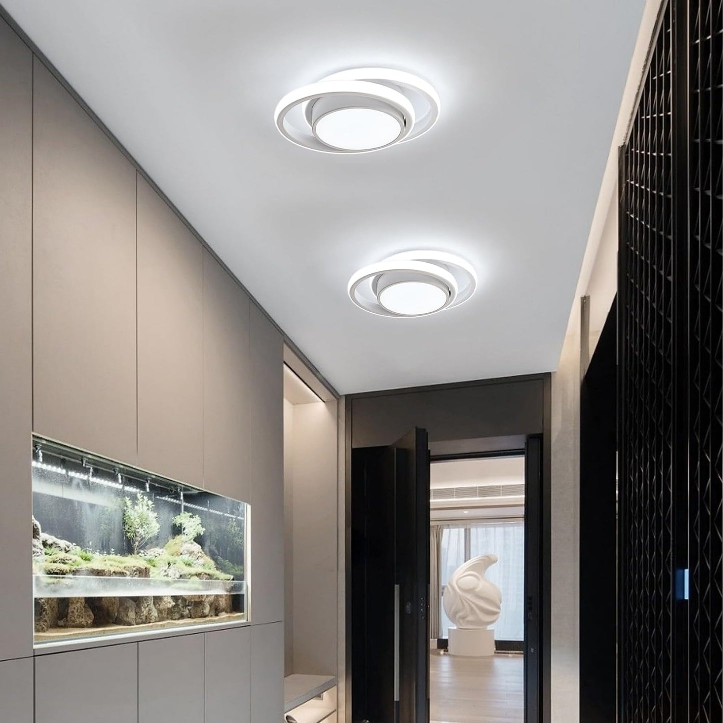 DELIPOP Modern LED Ceiling Light, 36W 2160LM Round Small Ceiling Lamp, (Cool White, 6500K) Aluminum Close to Ceiling Light Fixture for Hallway, Aisle, Corridor, Bedroom, Kitchen