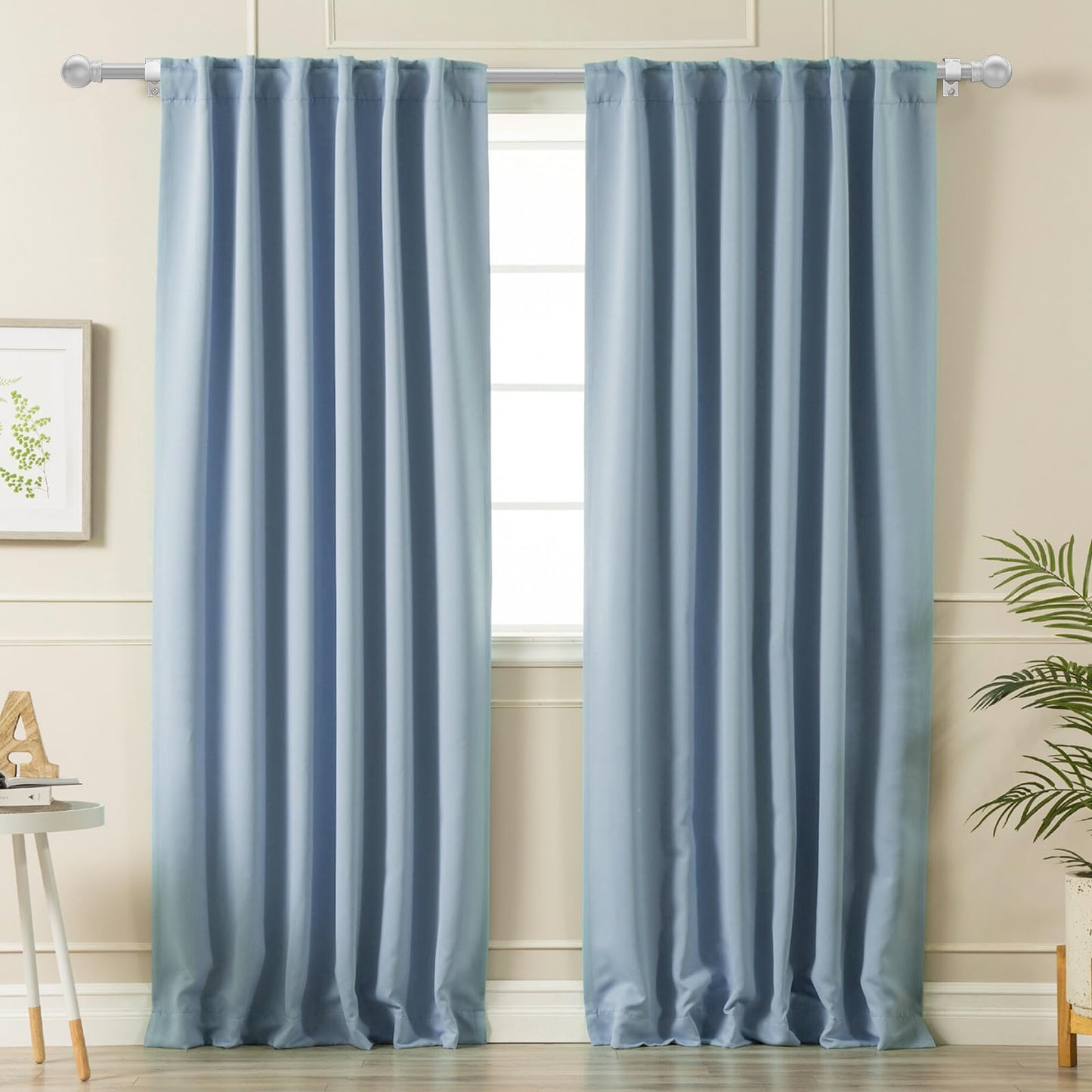 Authandis Silver Curtain Rods for Windows with Brackets,5/8 Inch Diameter Small Window Curtain Rod Adjustable 32 to 48 Inches,Easy Install Drapery Rods,Gray